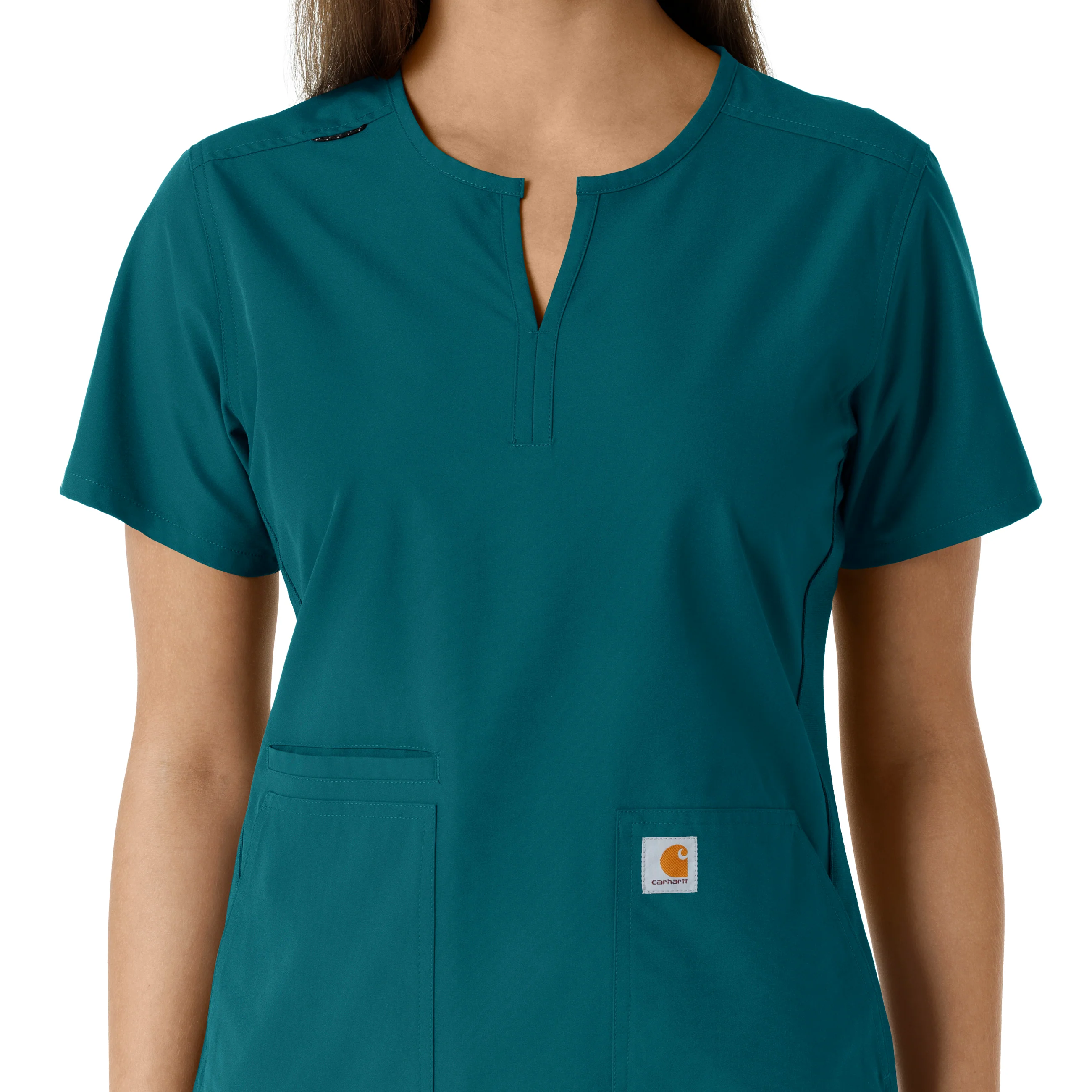Carhartt Force Essentials Women's Notch Neck Tunic Knit Panel Scrub Top - Caribbean - Image 5