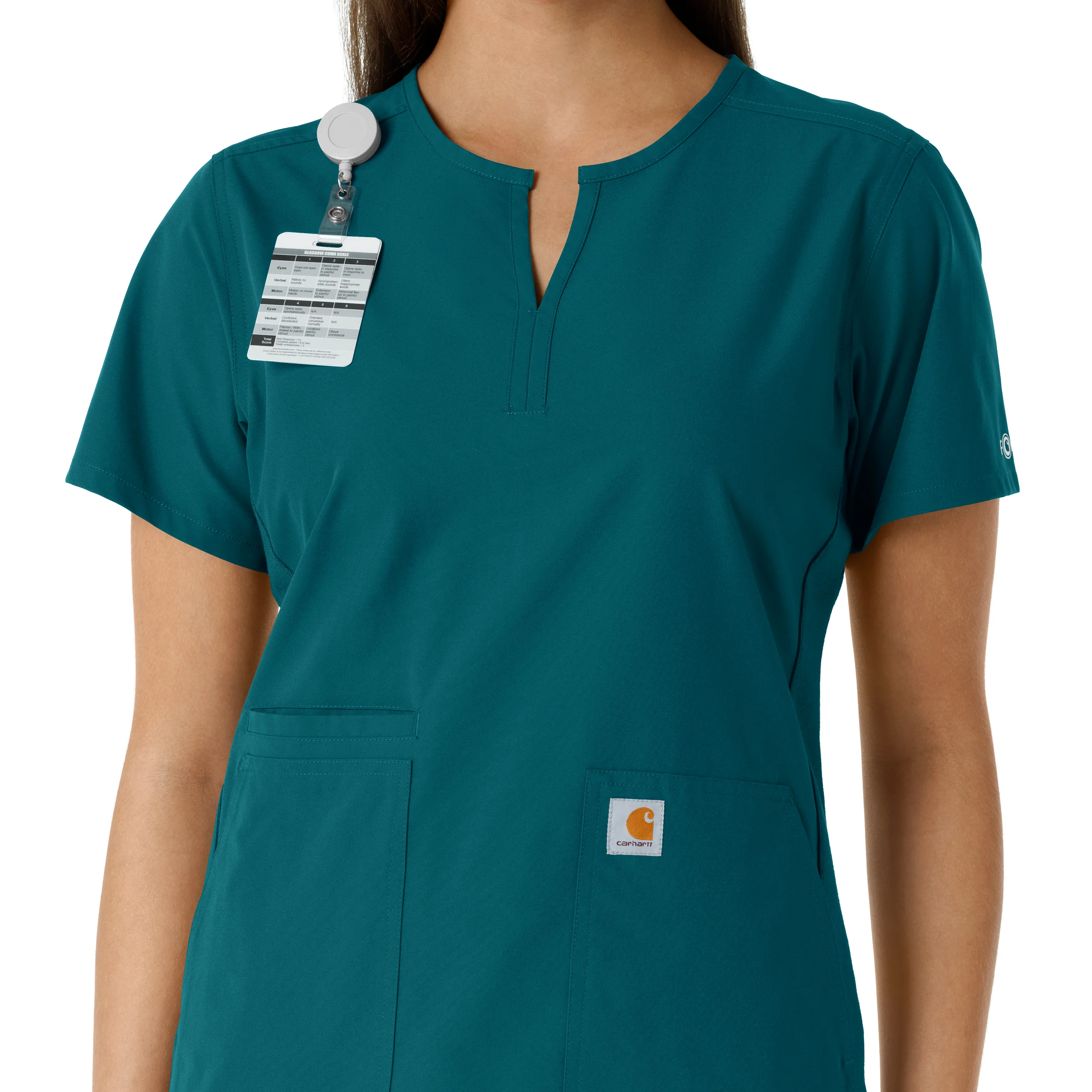 Carhartt Force Essentials Women's Notch Neck Tunic Knit Panel Scrub Top - Caribbean - Image 6