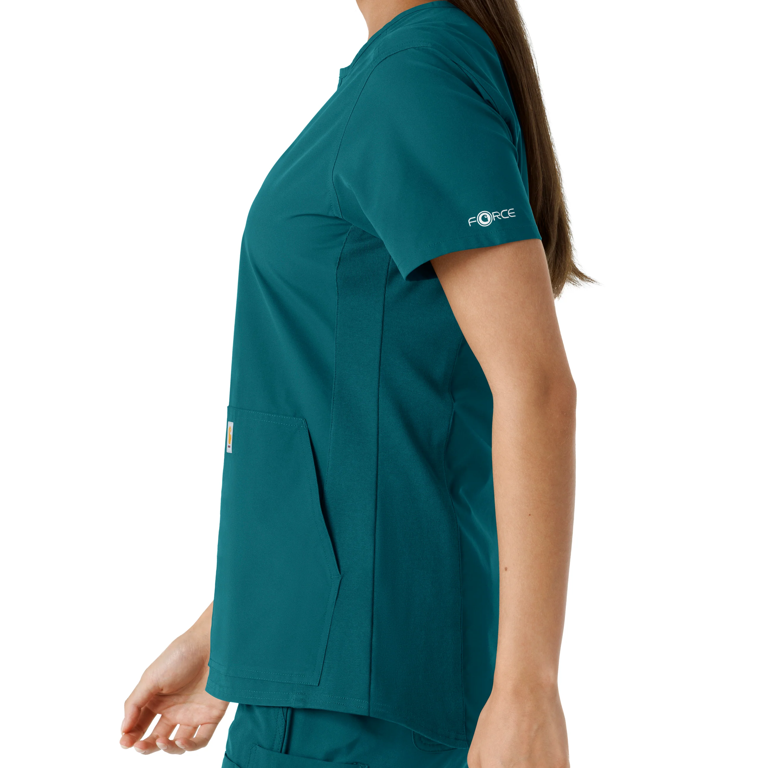 Carhartt Force Essentials Women's Notch Neck Tunic Knit Panel Scrub Top - Caribbean - Image 9
