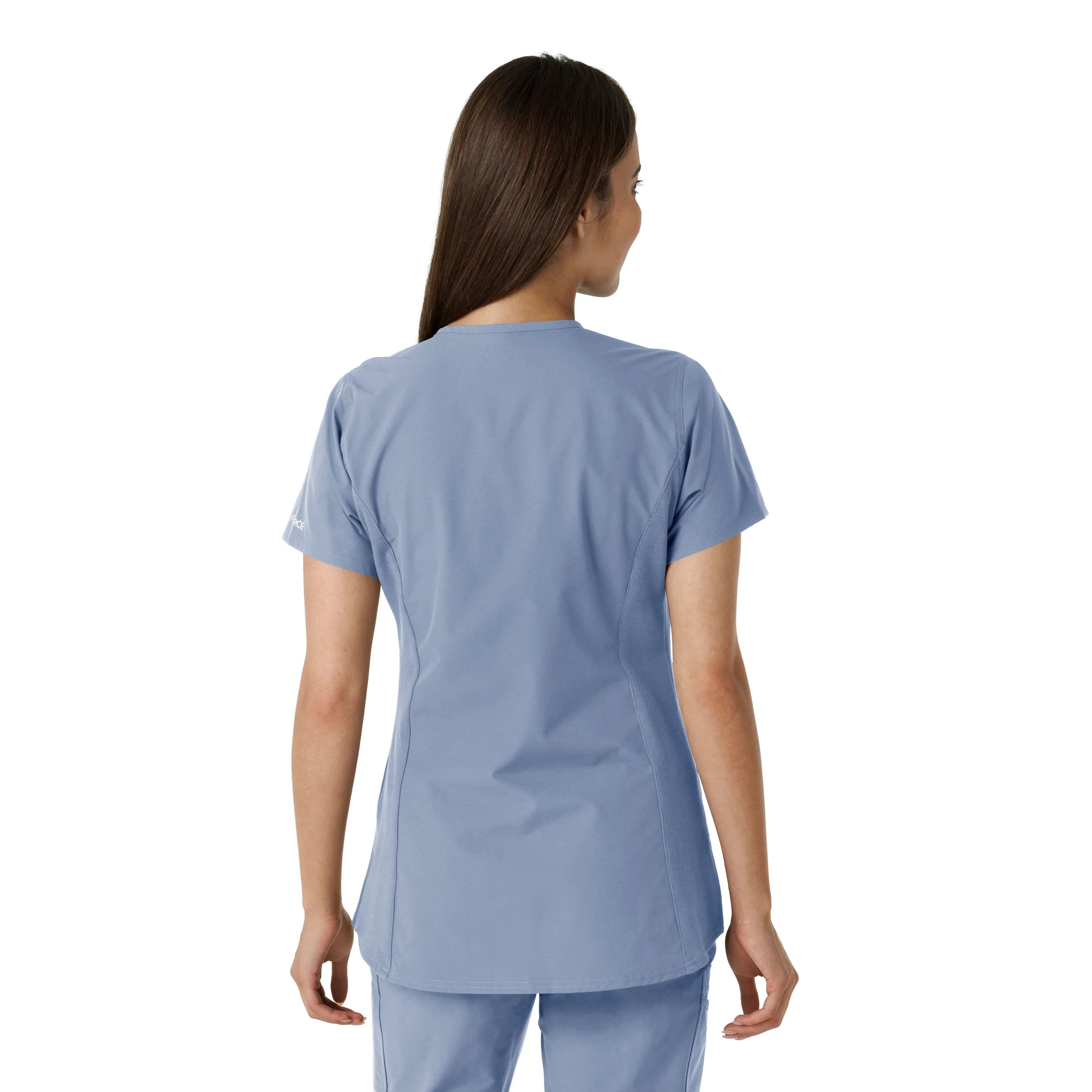 Carhartt Force Essentials Women's Notch Neck Tunic Knit Panel Scrub Top - Ceil Blue - Image 2