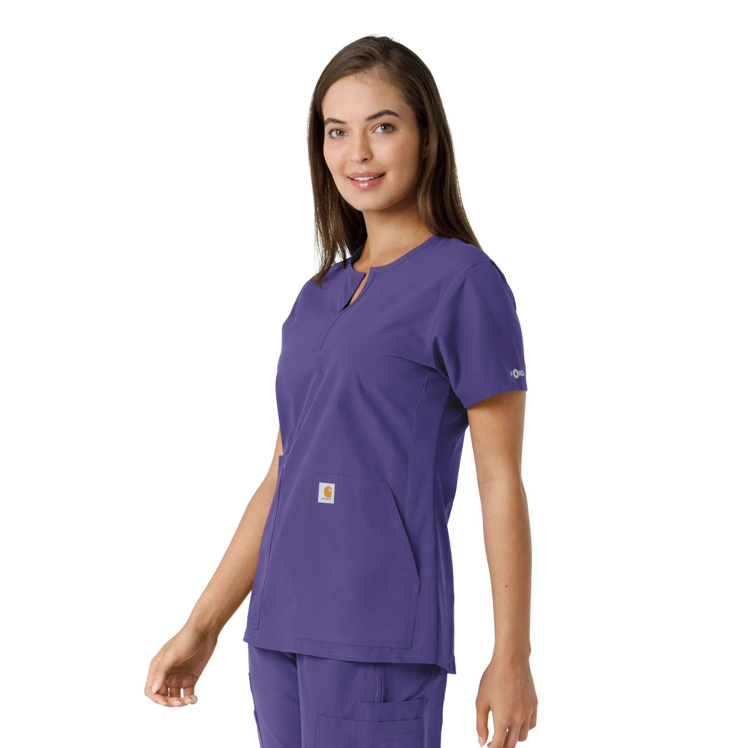 Carhartt Force Essentials Women's Notch Neck Tunic Knit Panel Scrub Top - Grape - Image 4