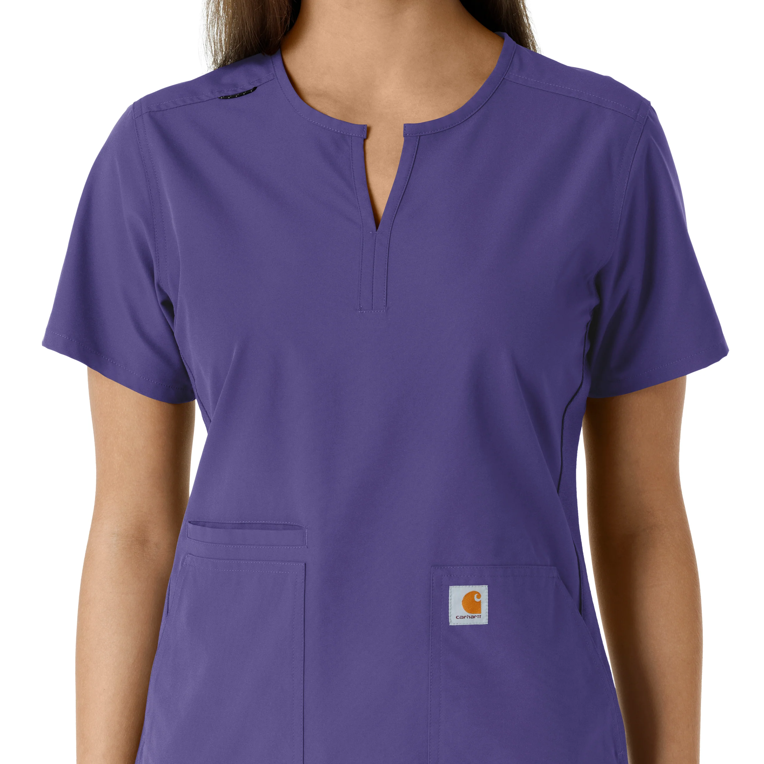 Carhartt Force Essentials Women's Notch Neck Tunic Knit Panel Scrub Top - Grape - Image 5