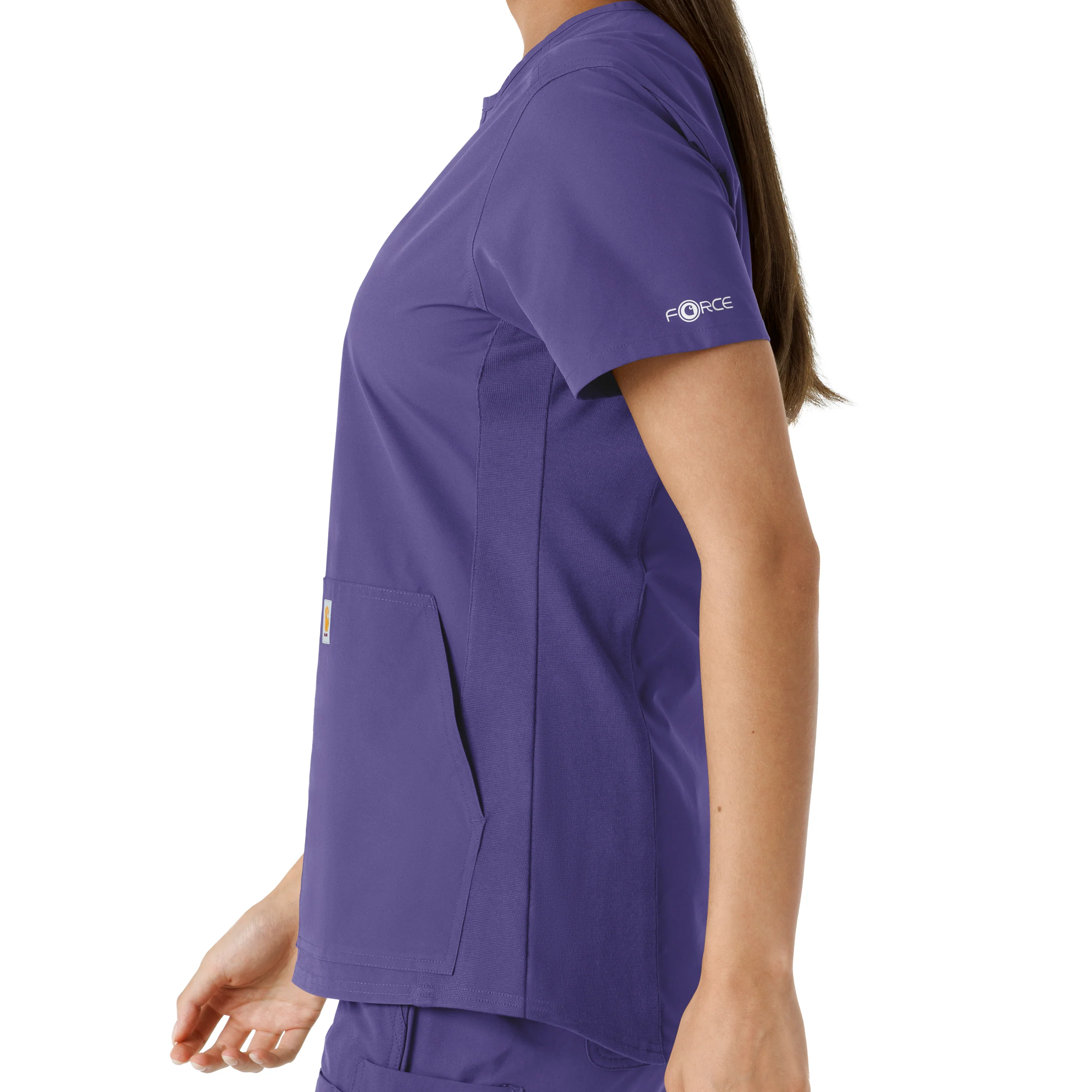 Carhartt Force Essentials Women's Notch Neck Tunic Knit Panel Scrub Top - Grape - Image 9