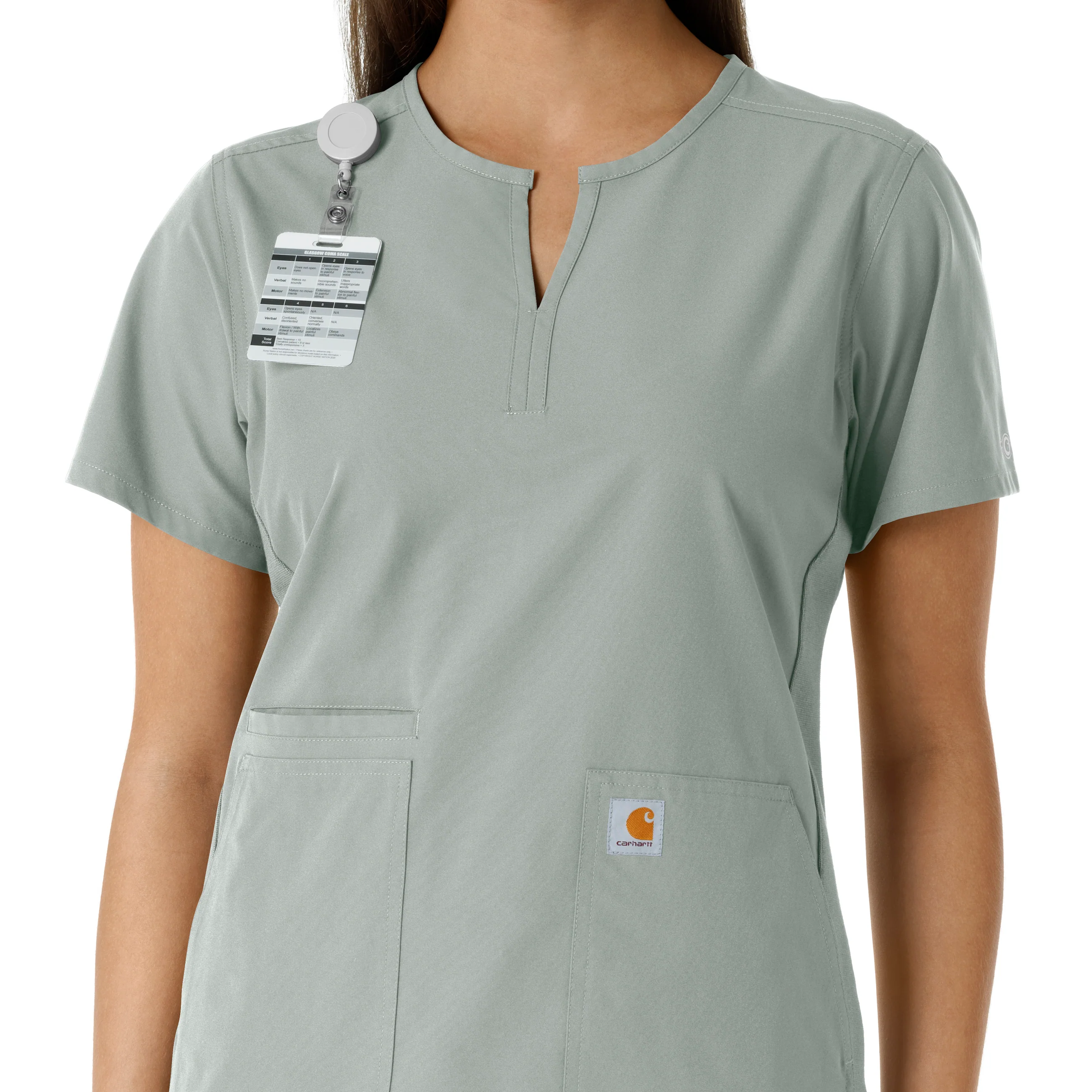Carhartt Force Essentials Women's Notch Neck Tunic Knit Panel Scrub Top - Grey - Image 6