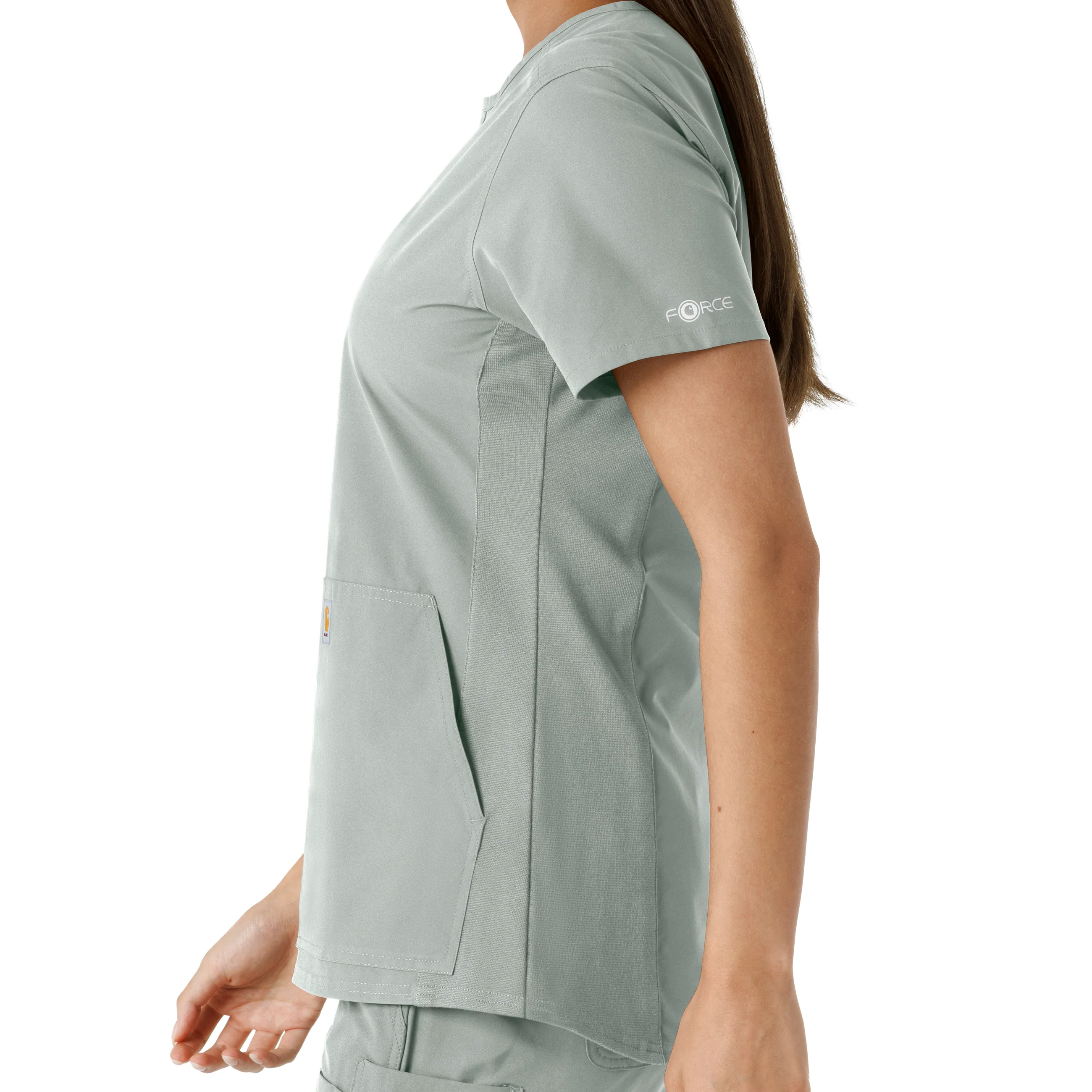 Carhartt Force Essentials Women's Notch Neck Tunic Knit Panel Scrub Top - Grey - Image 9