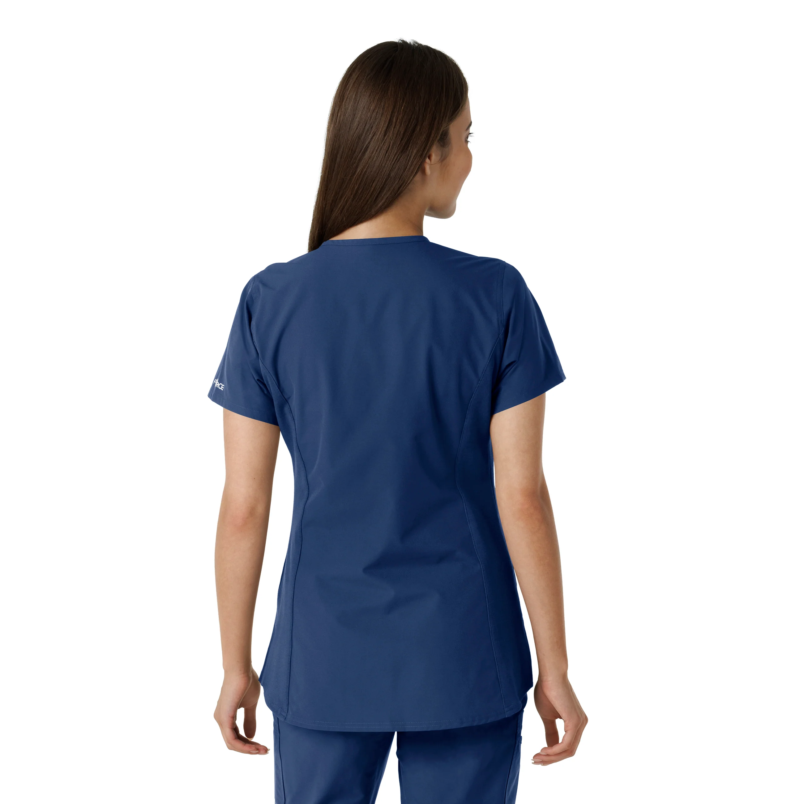 Carhartt Force Essentials Women's Notch Neck Tunic Knit Panel Scrub Top - Navy - Image 2