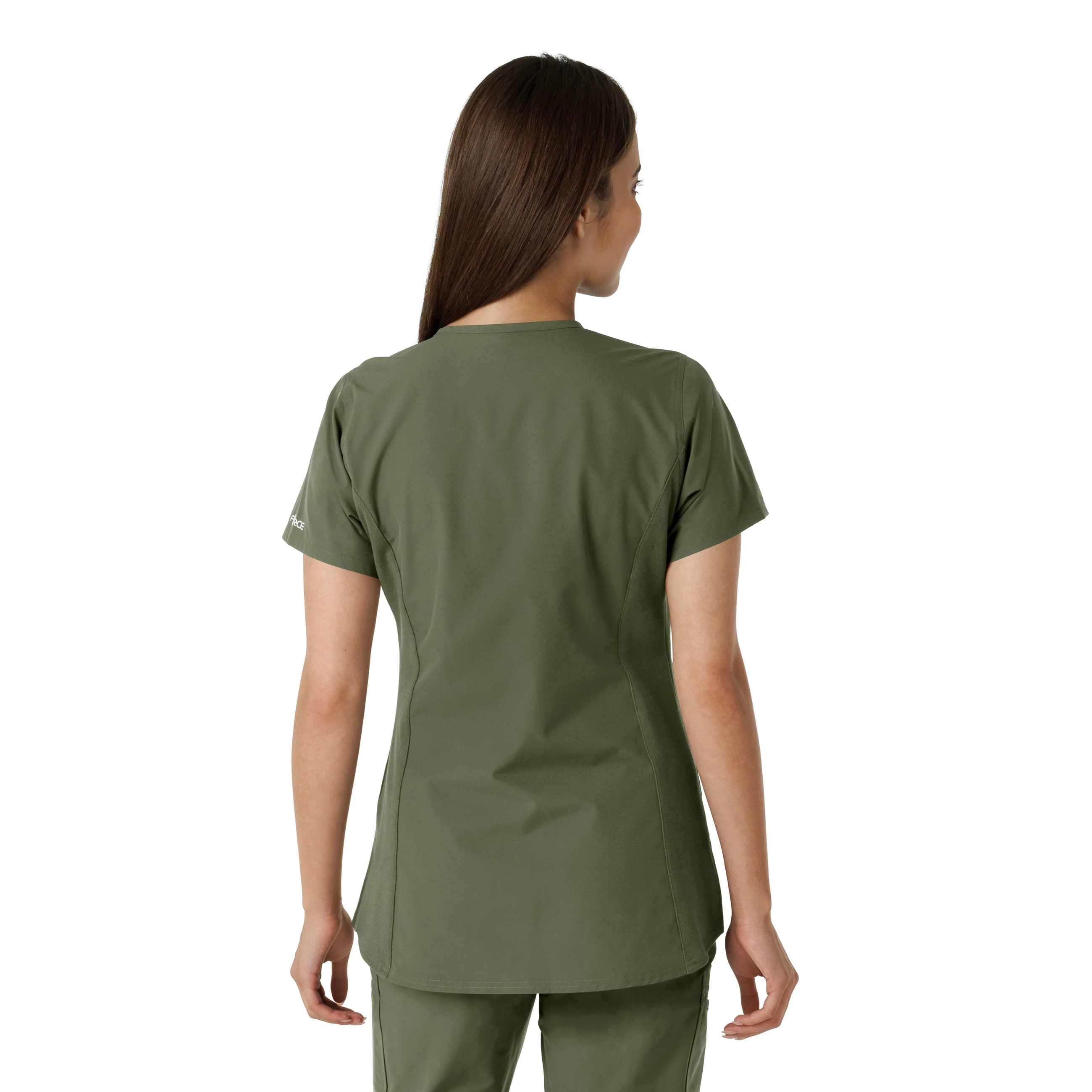Carhartt Force Essentials Women's Notch Neck Tunic Knit Panel Scrub Top - Olive - Image 2