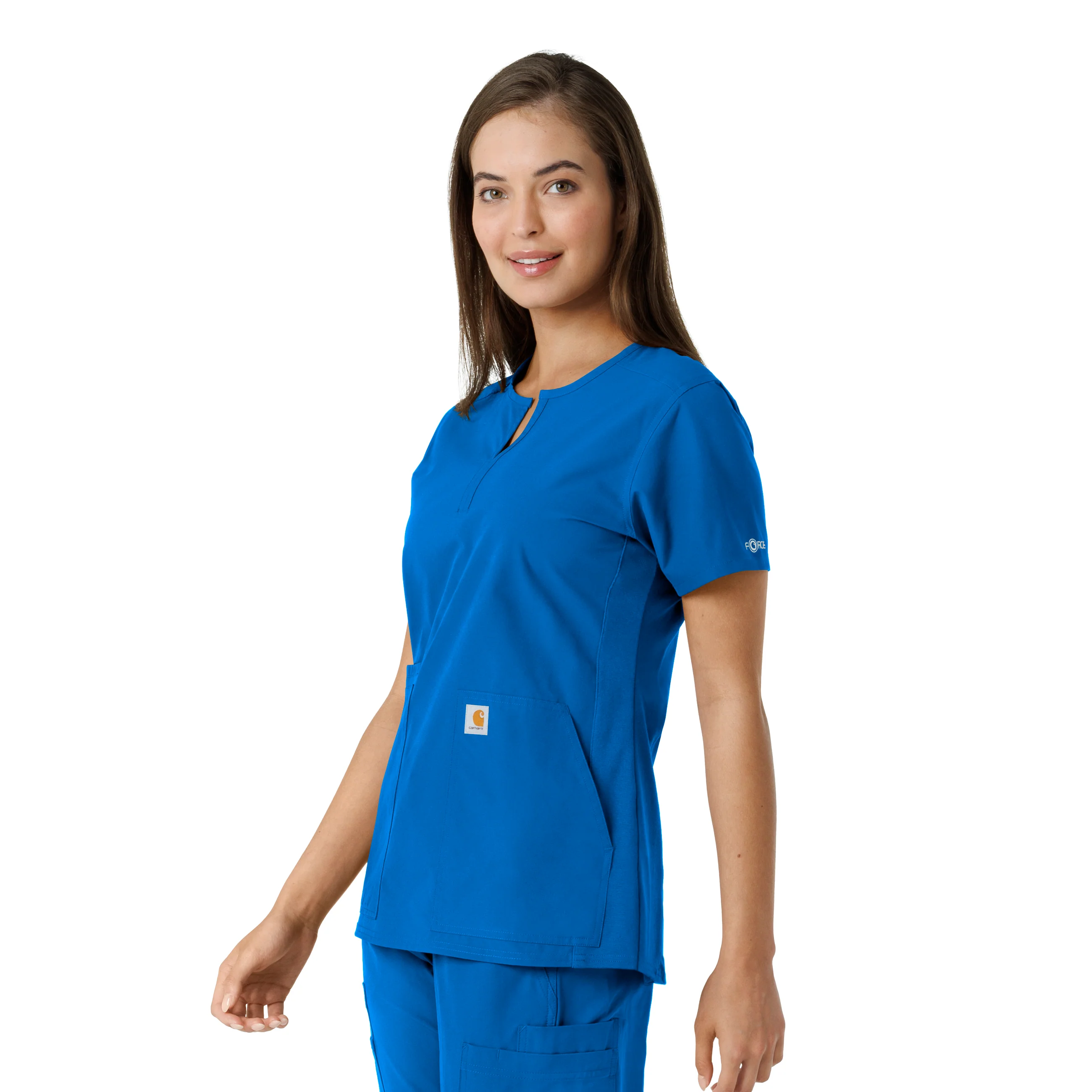 Carhartt Force Essentials Women's Notch Neck Tunic Knit Panel Scrub Top - Royal - Image 4