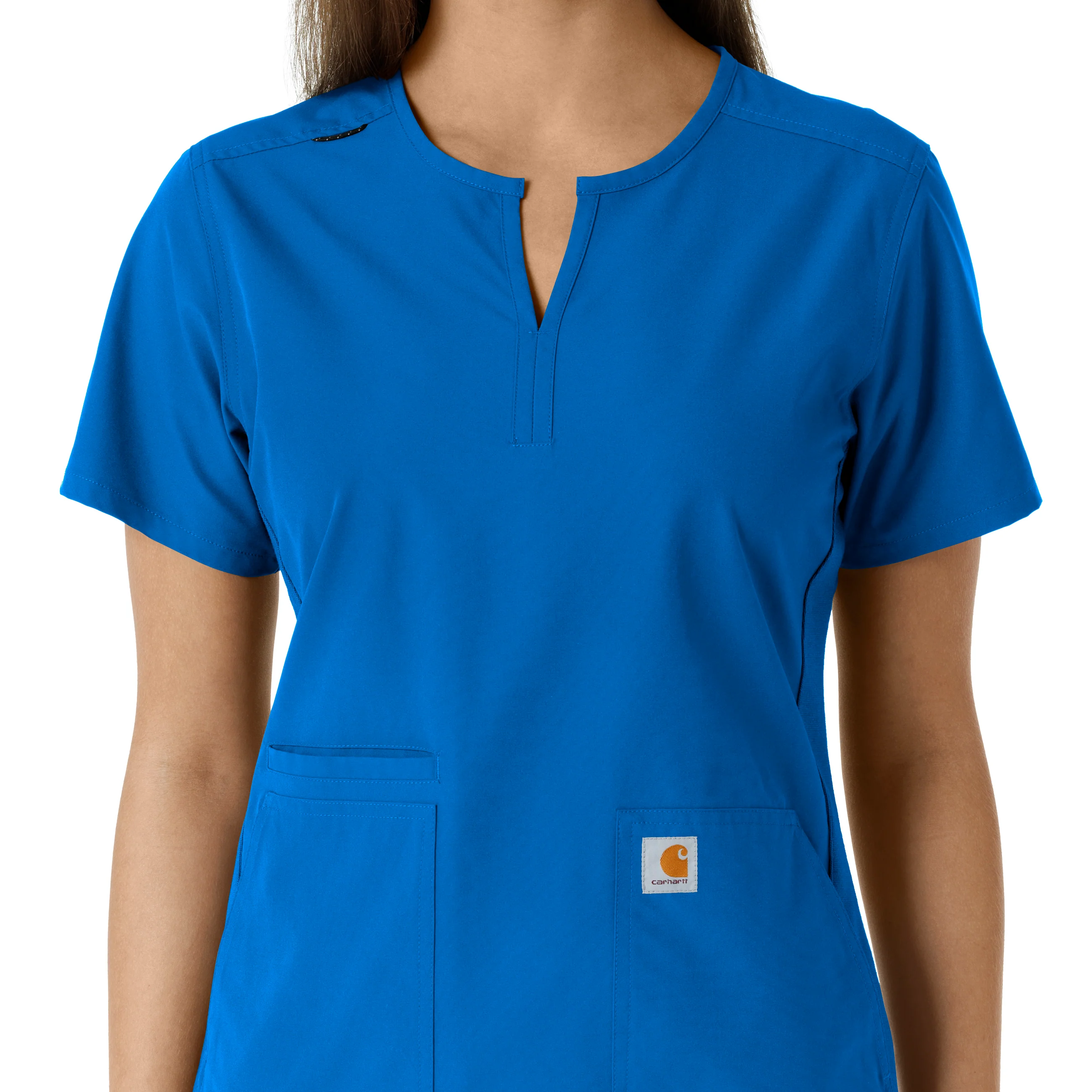 Carhartt Force Essentials Women's Notch Neck Tunic Knit Panel Scrub Top - Royal - Image 5