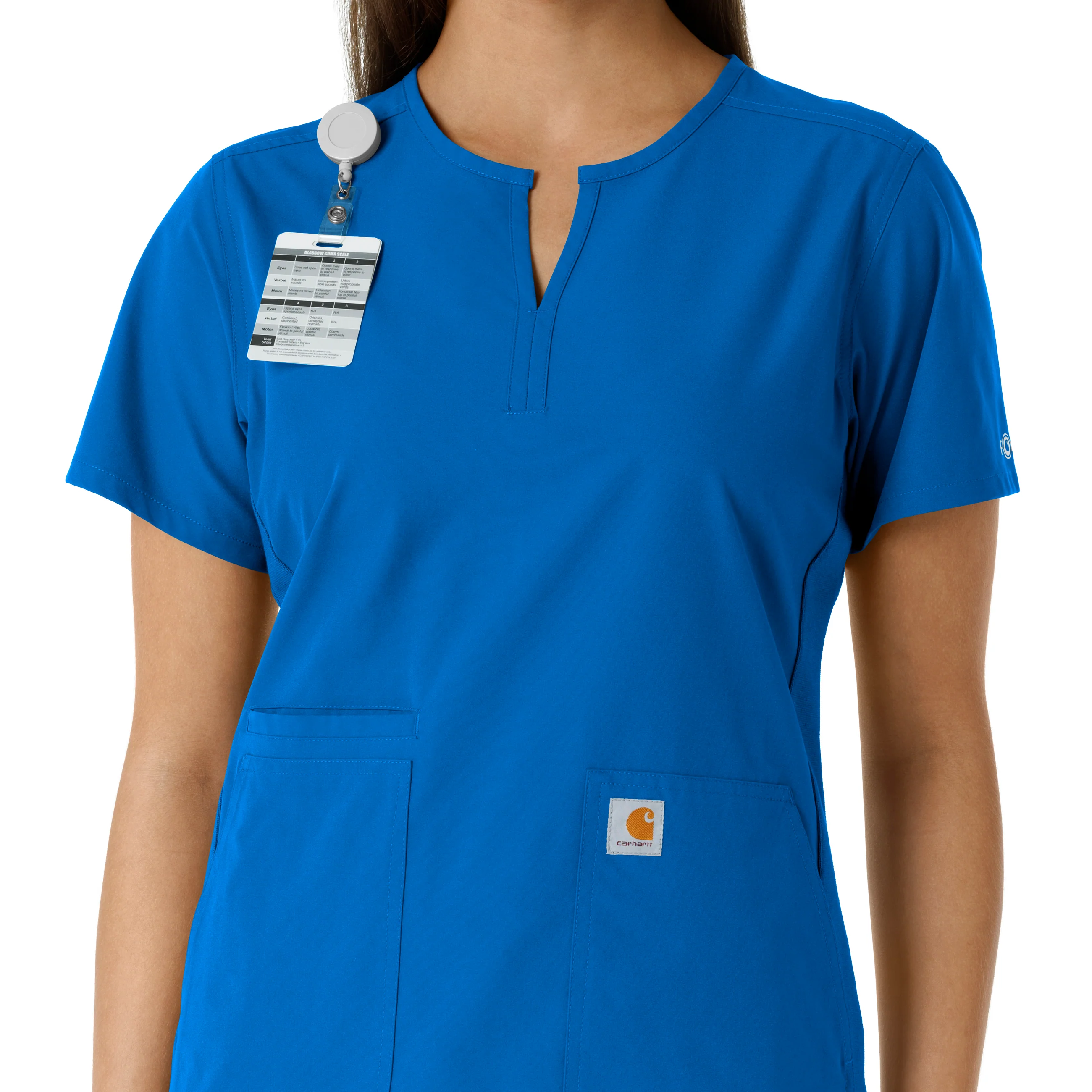 Carhartt Force Essentials Women's Notch Neck Tunic Knit Panel Scrub Top - Royal - Image 6