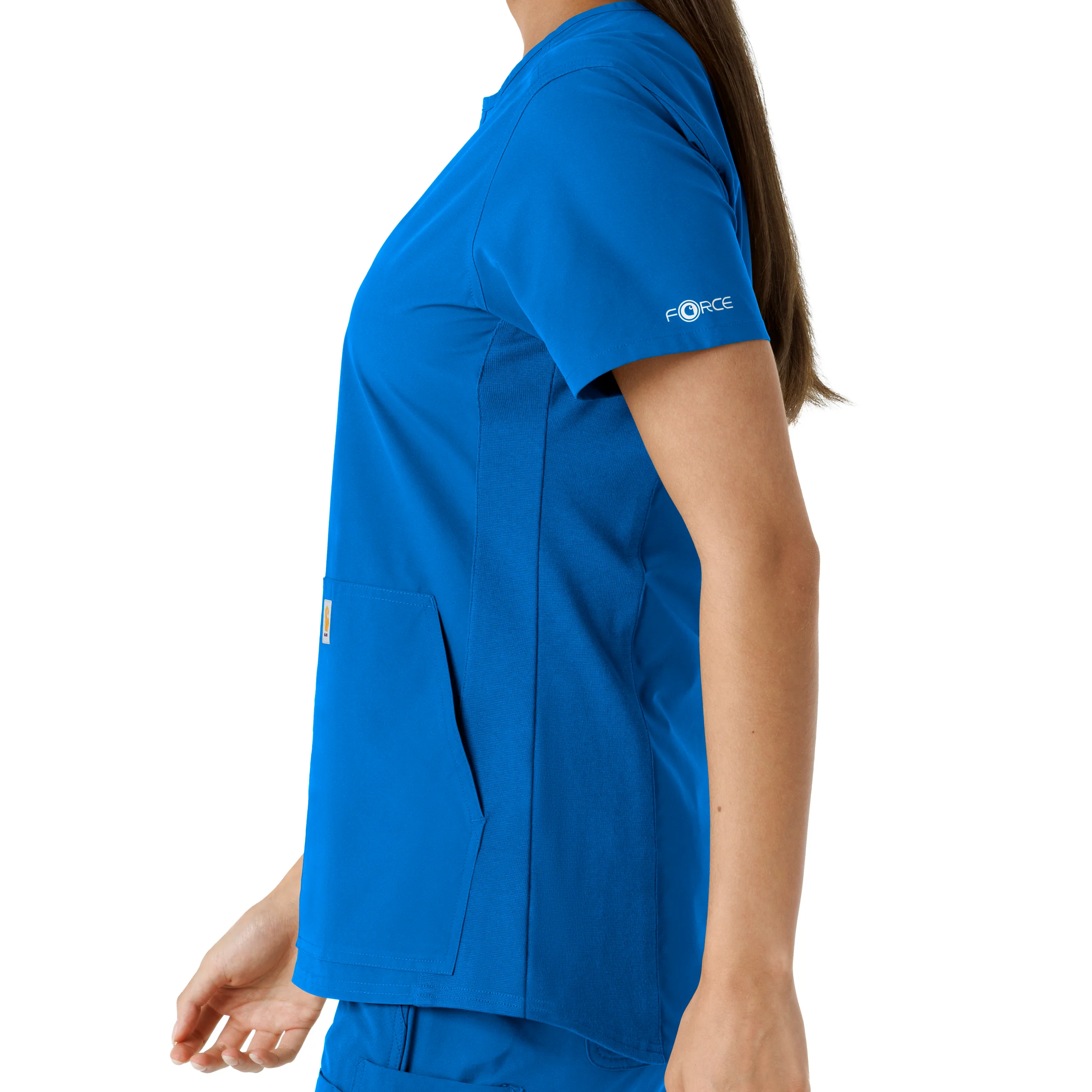 Carhartt Force Essentials Women's Notch Neck Tunic Knit Panel Scrub Top - Royal - Image 9