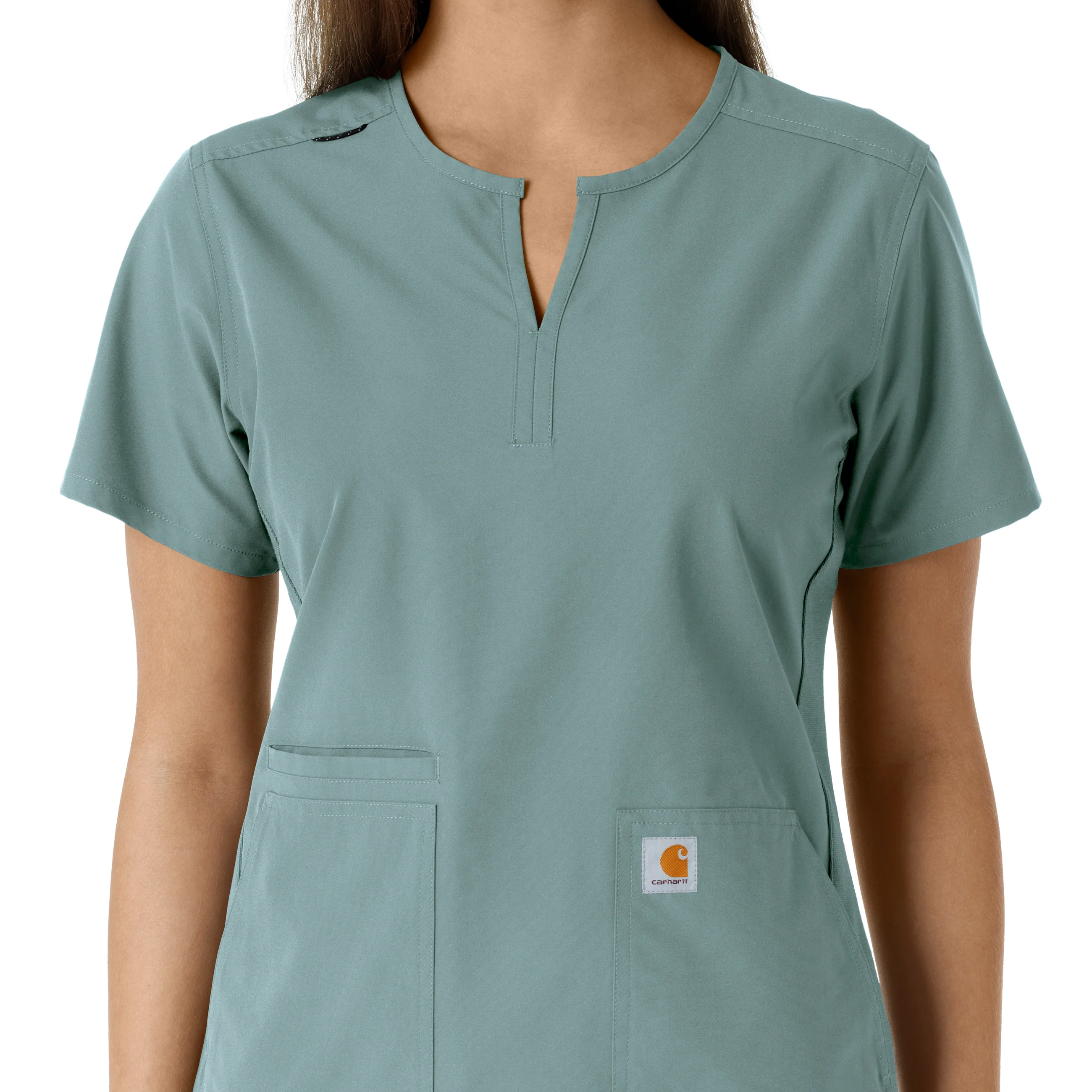 Carhartt Force Essentials Women's Notch Neck Tunic Knit Panel Scrub Top - Summer Blue - Image 5
