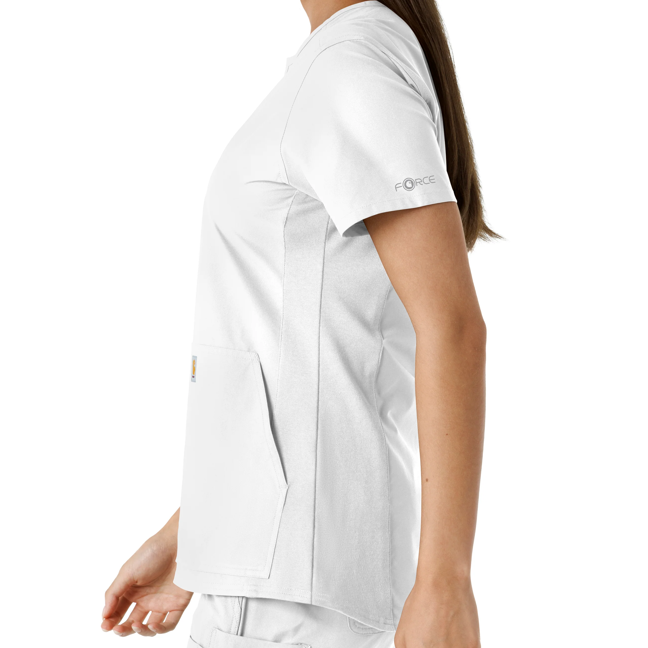 Carhartt Force Essentials Women's Notch Neck Tunic Knit Panel Scrub Top - White - Image 9