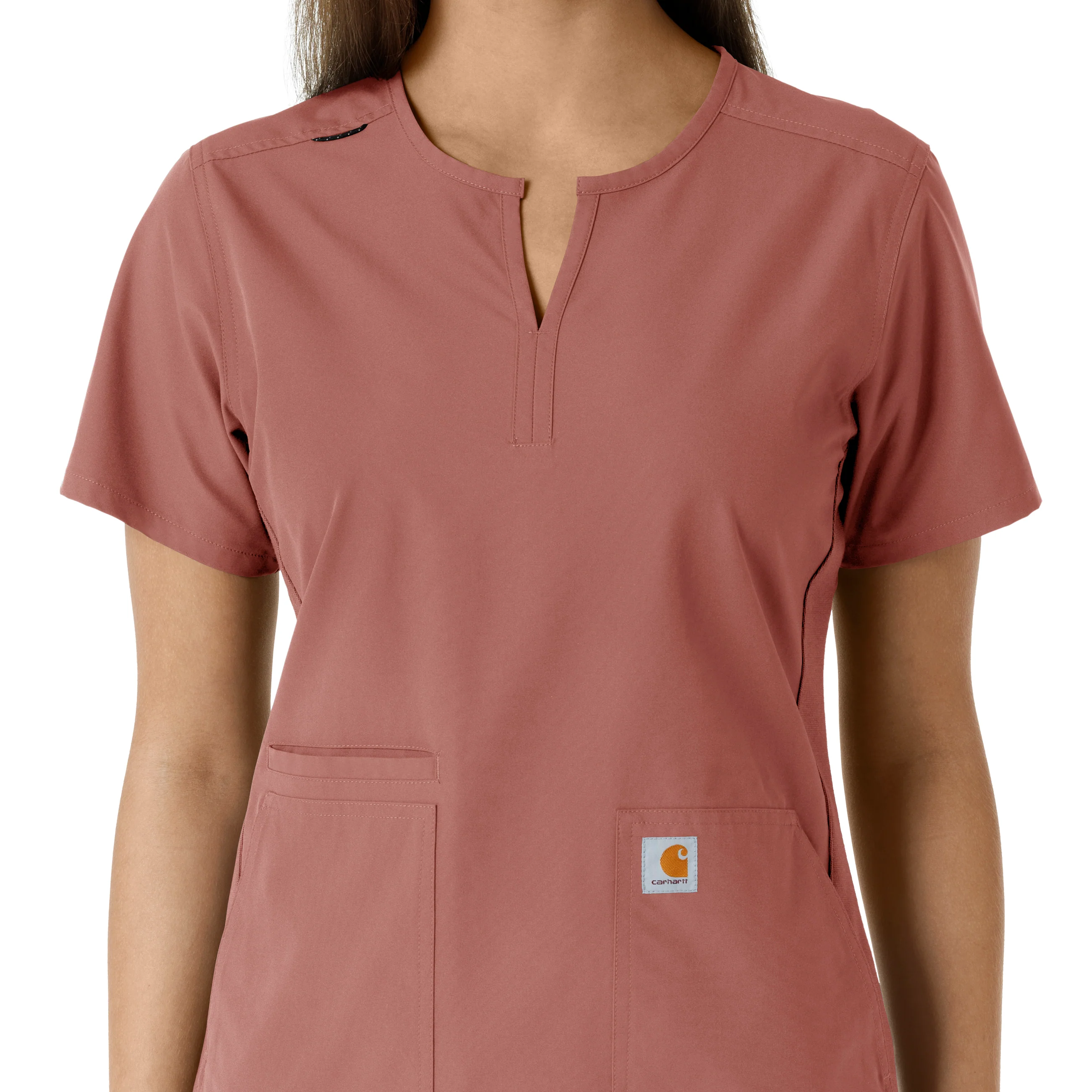 Carhartt Force Essentials Women's Notch Neck Tunic Knit Panel Scrub Top - Wildrose - Image 5