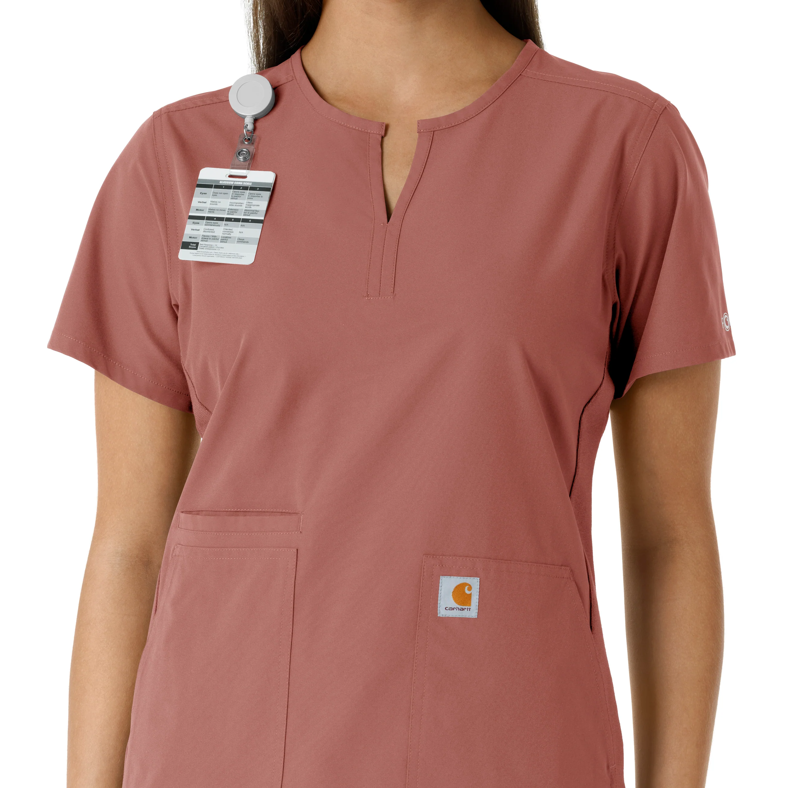 Carhartt Force Essentials Women's Notch Neck Tunic Knit Panel Scrub Top - Wildrose - Image 6