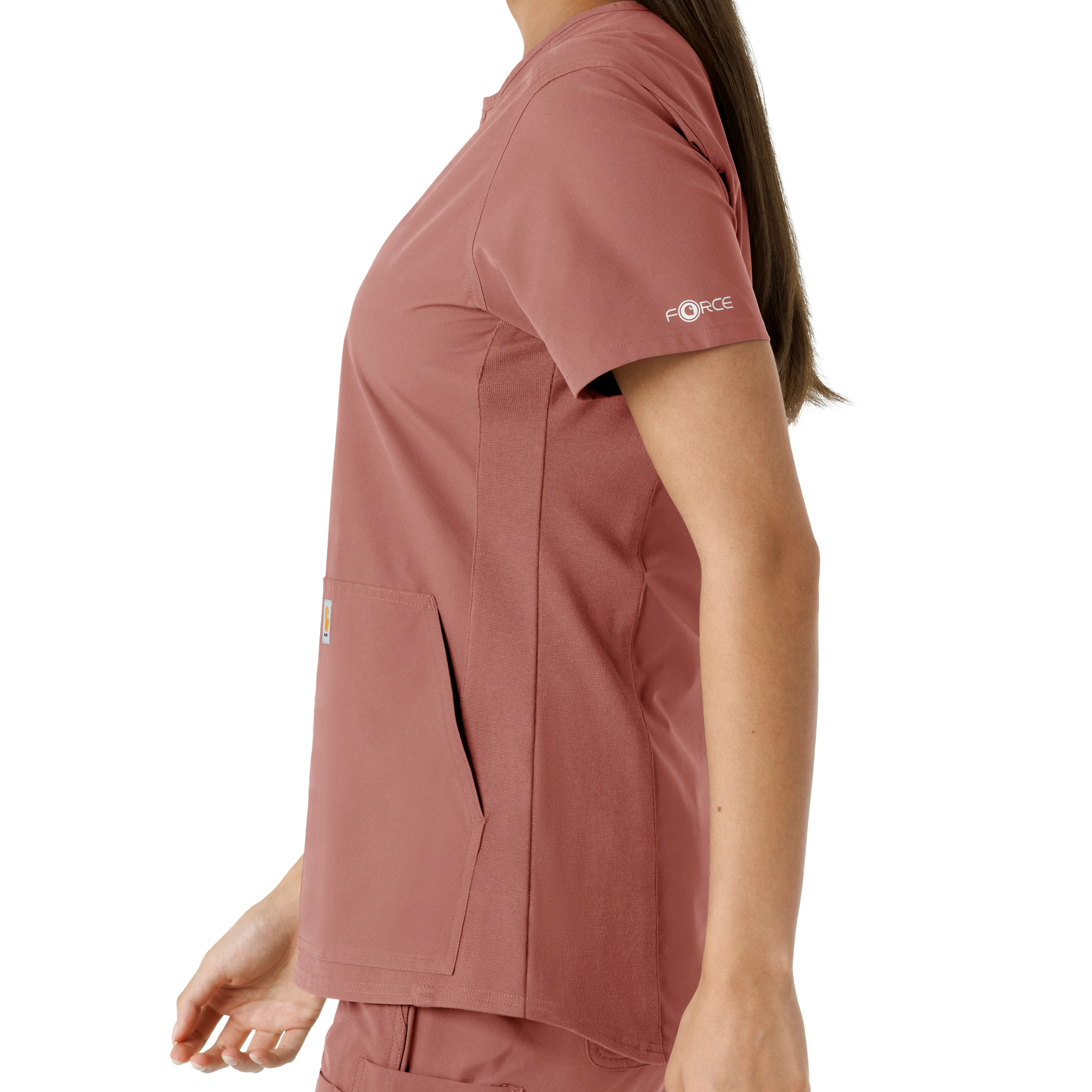 Carhartt Force Essentials Women's Notch Neck Tunic Knit Panel Scrub Top - Wildrose - Image 9