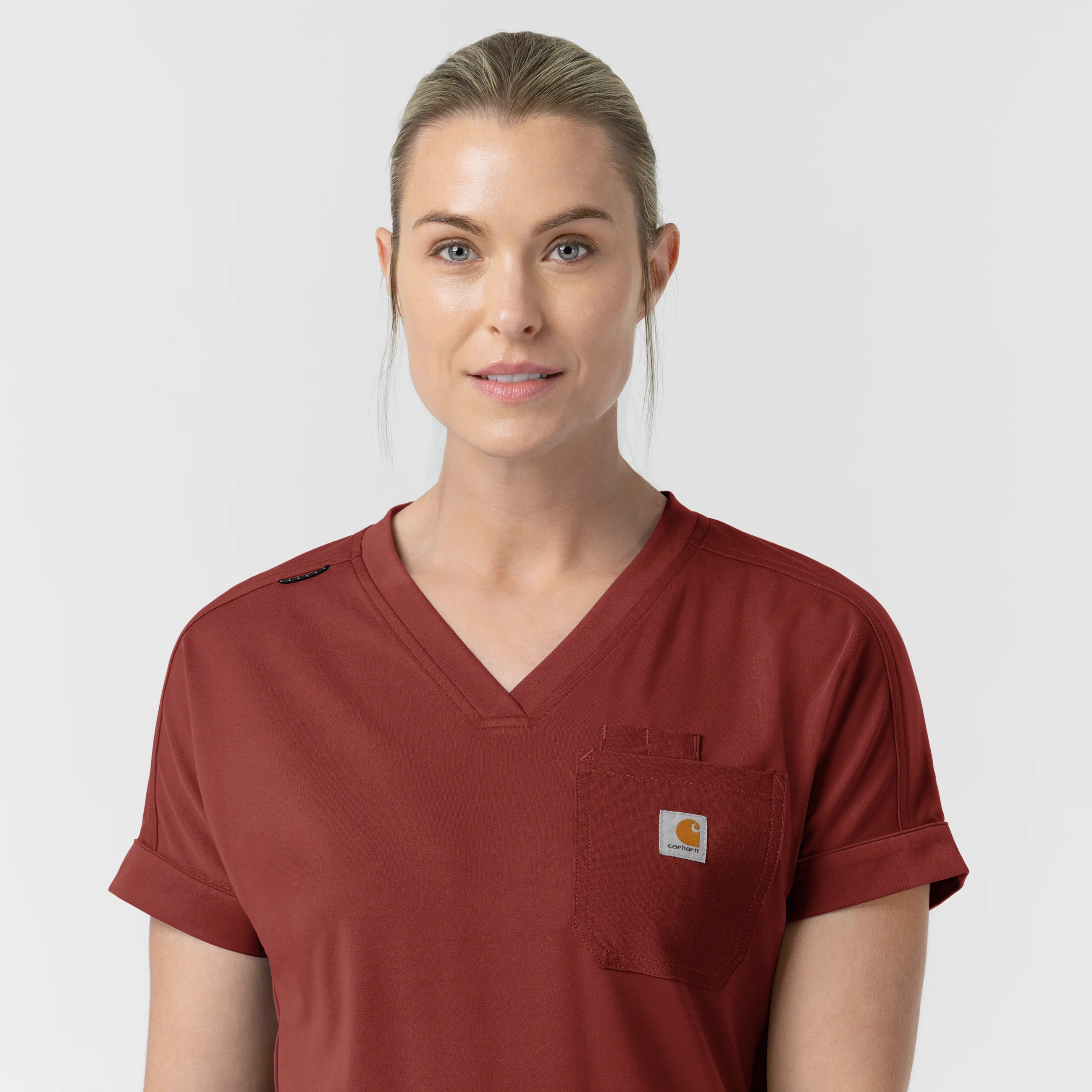 Carhartt Force Cross-Flex Knit Women's V-Neck Scrub Top - Amber Terrain - Image 10