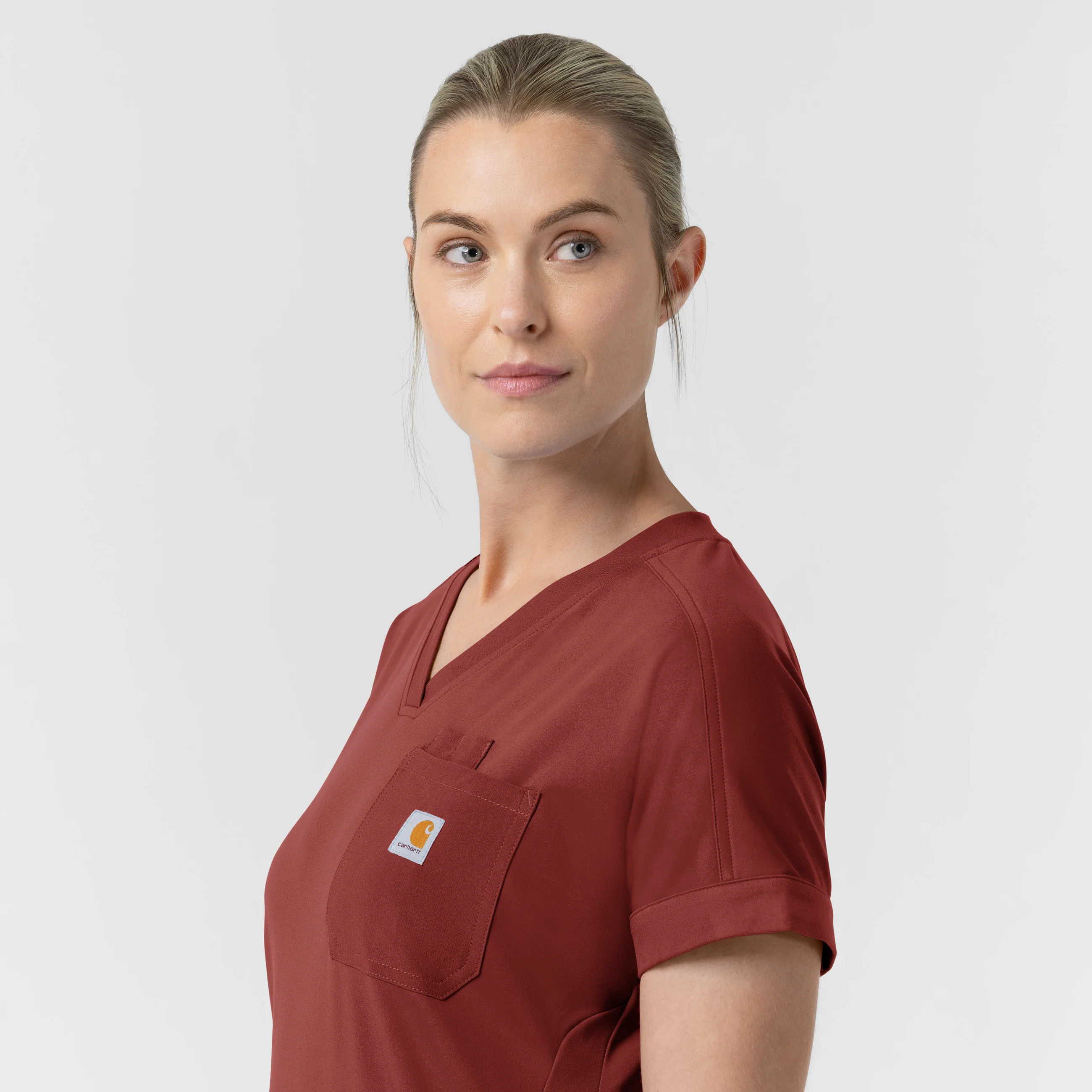 Carhartt Force Cross-Flex Knit Women's V-Neck Scrub Top - Amber Terrain - Image 11