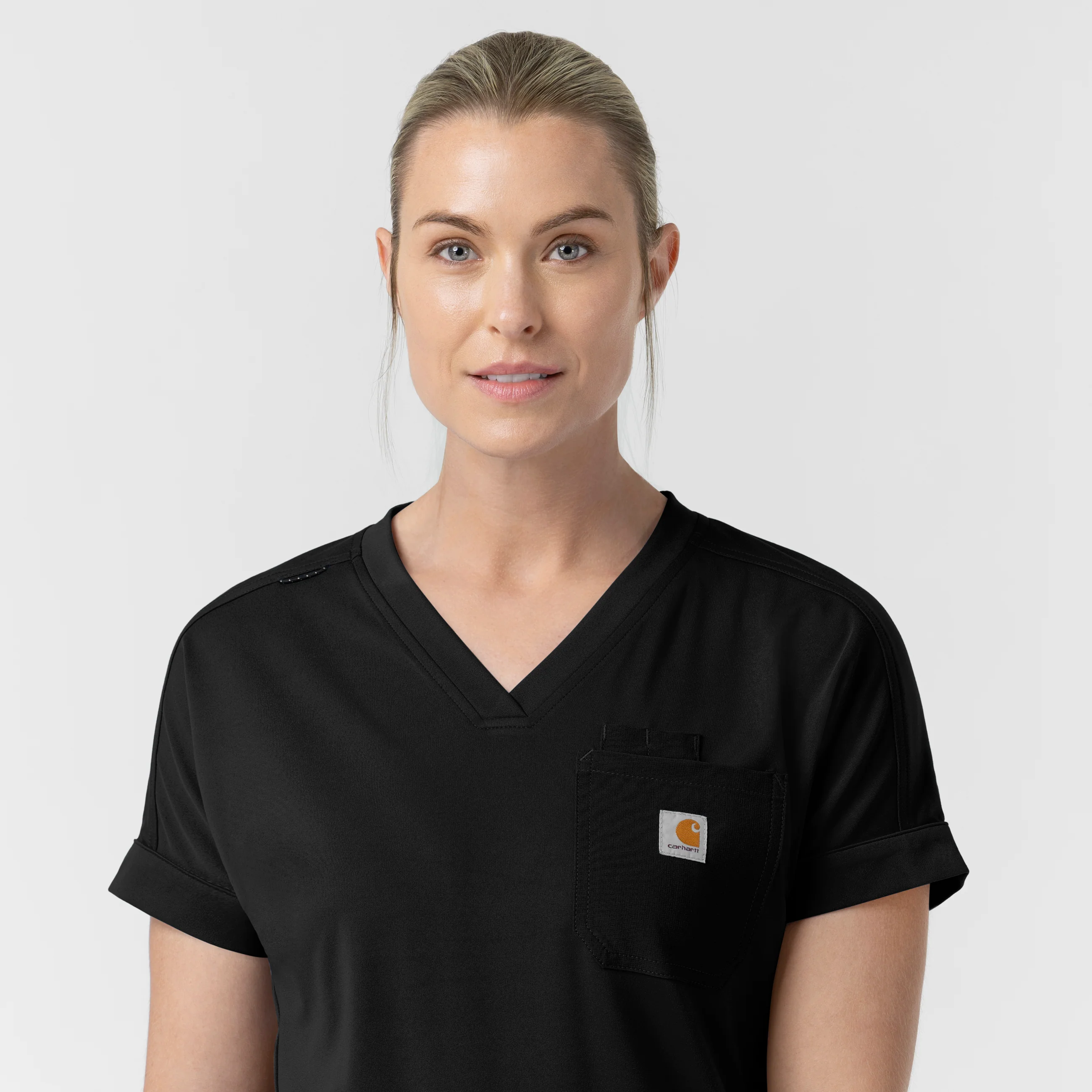 Carhartt Force Cross-Flex Knit Women's V-Neck Scrub Top - Black - Image 10