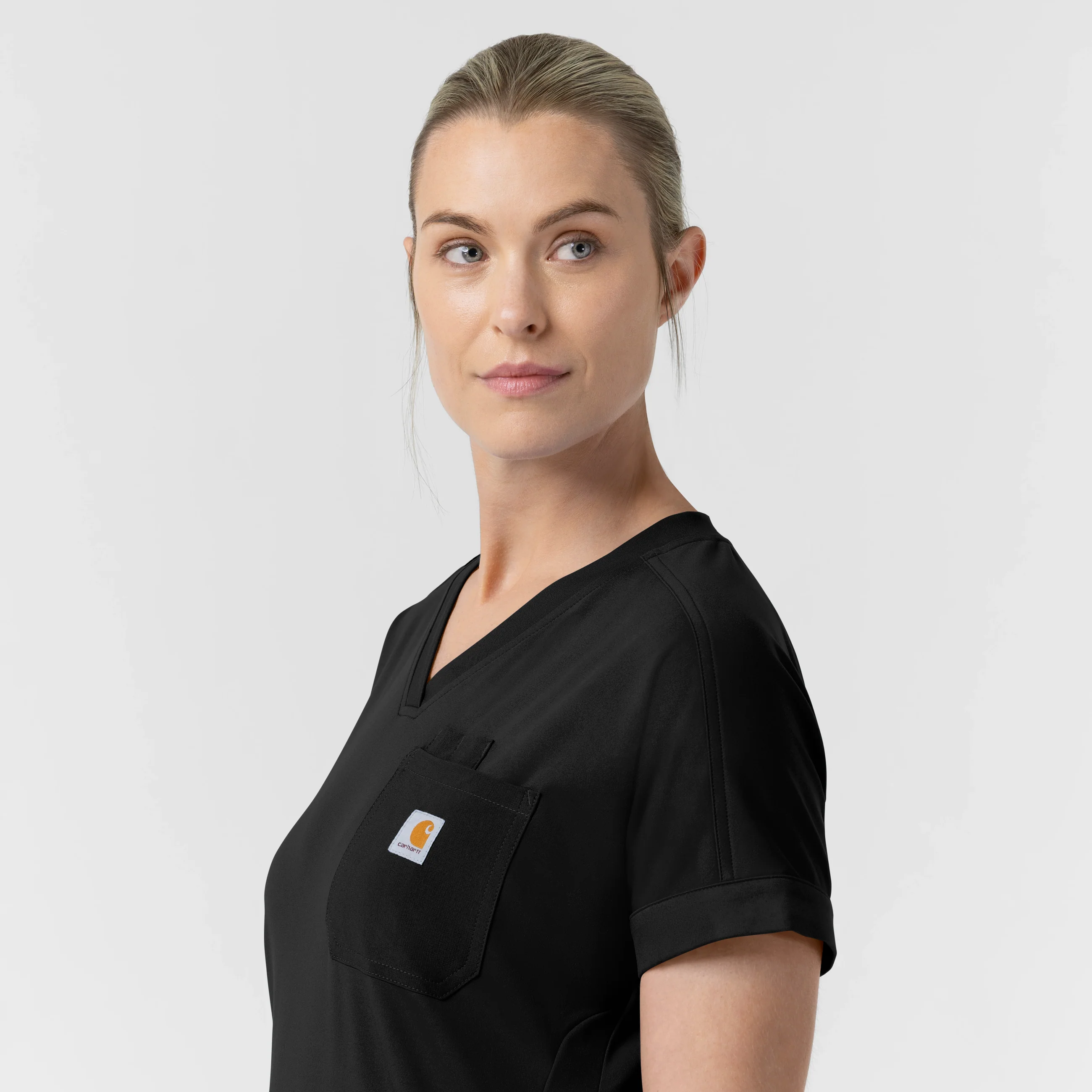 Carhartt Force Cross-Flex Knit Women's V-Neck Scrub Top - Black - Image 11