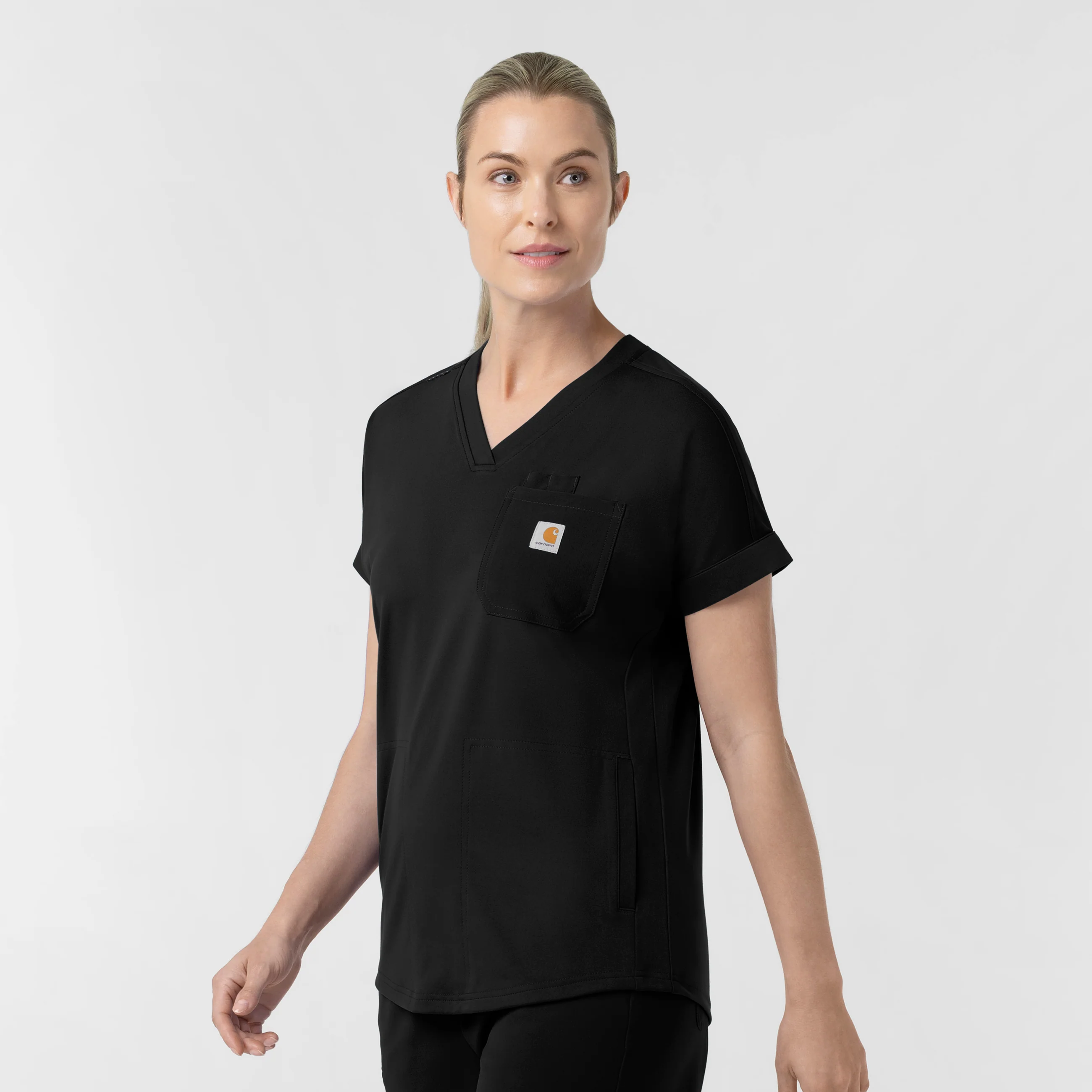 Carhartt Force Cross-Flex Knit Women's V-Neck Scrub Top - Black - Image 4