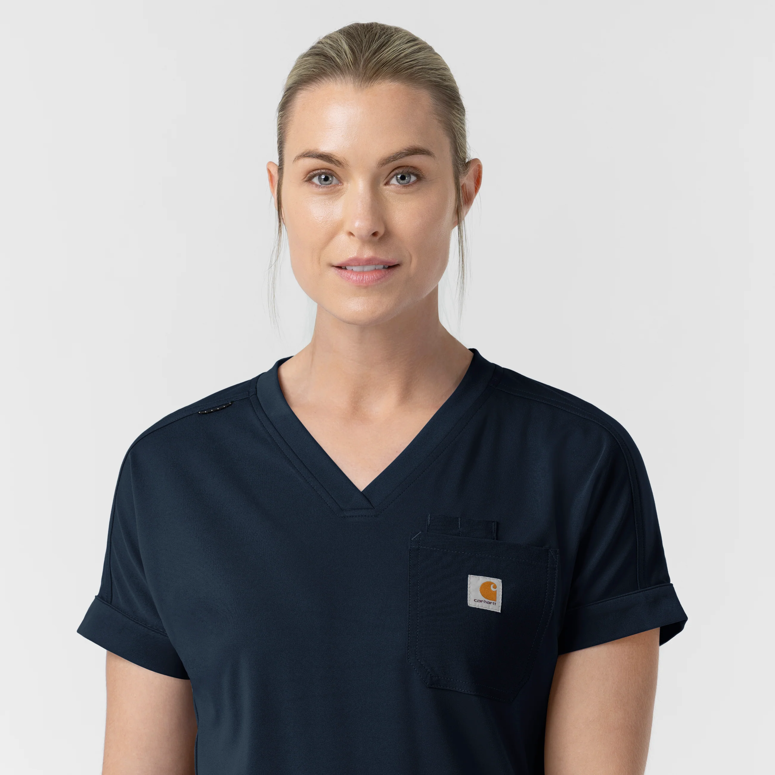 Carhartt Force Cross-Flex Knit Women's V-Neck Scrub Top - Navy - Image 10
