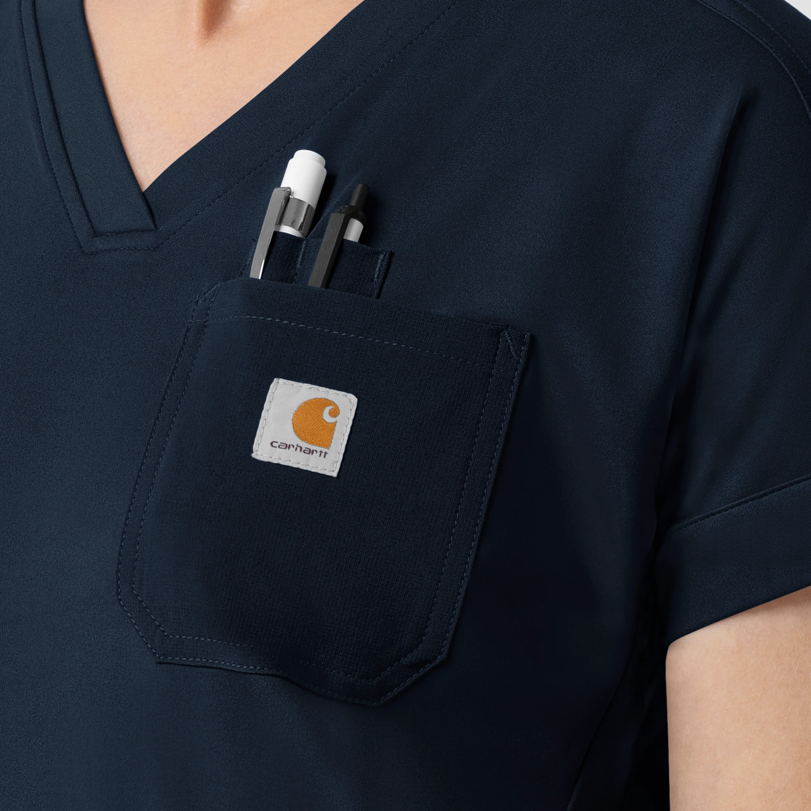 Carhartt Force Cross-Flex Knit Women's V-Neck Scrub Top - Navy - Image 8