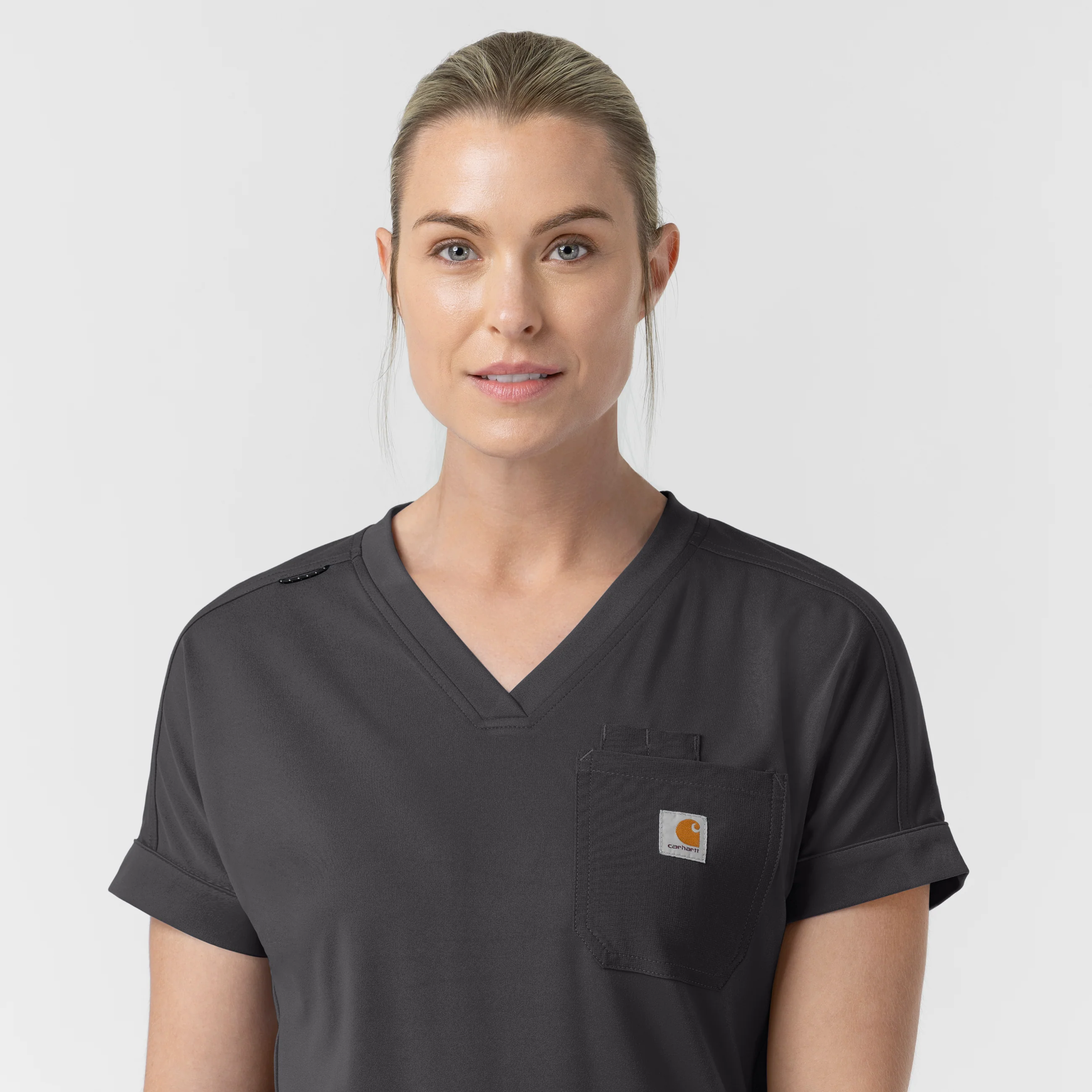Carhartt Force Cross-Flex Knit Women's V-Neck Scrub Top - Pewter - Image 10