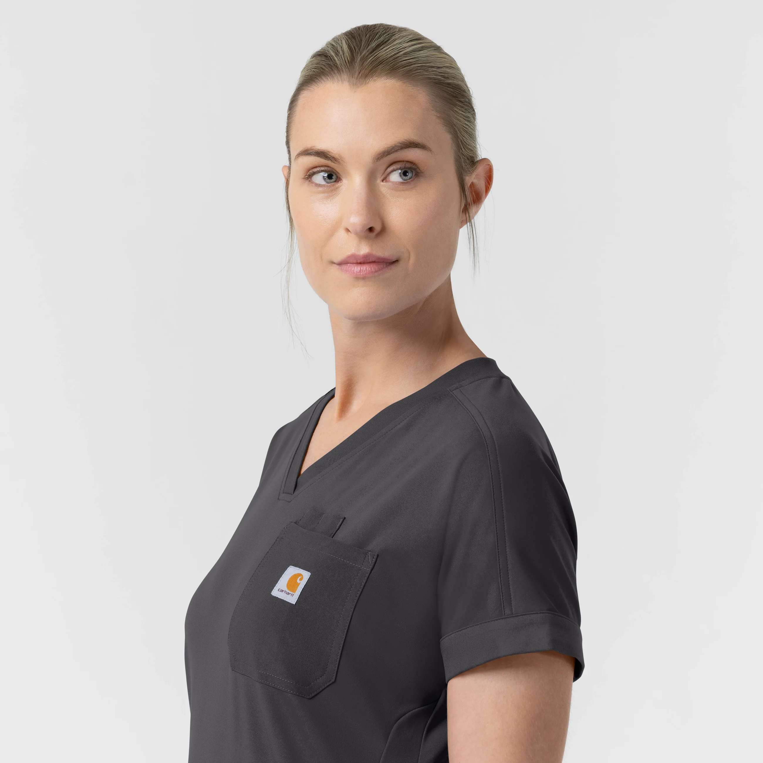 Carhartt Force Cross-Flex Knit Women's V-Neck Scrub Top - Pewter - Image 11