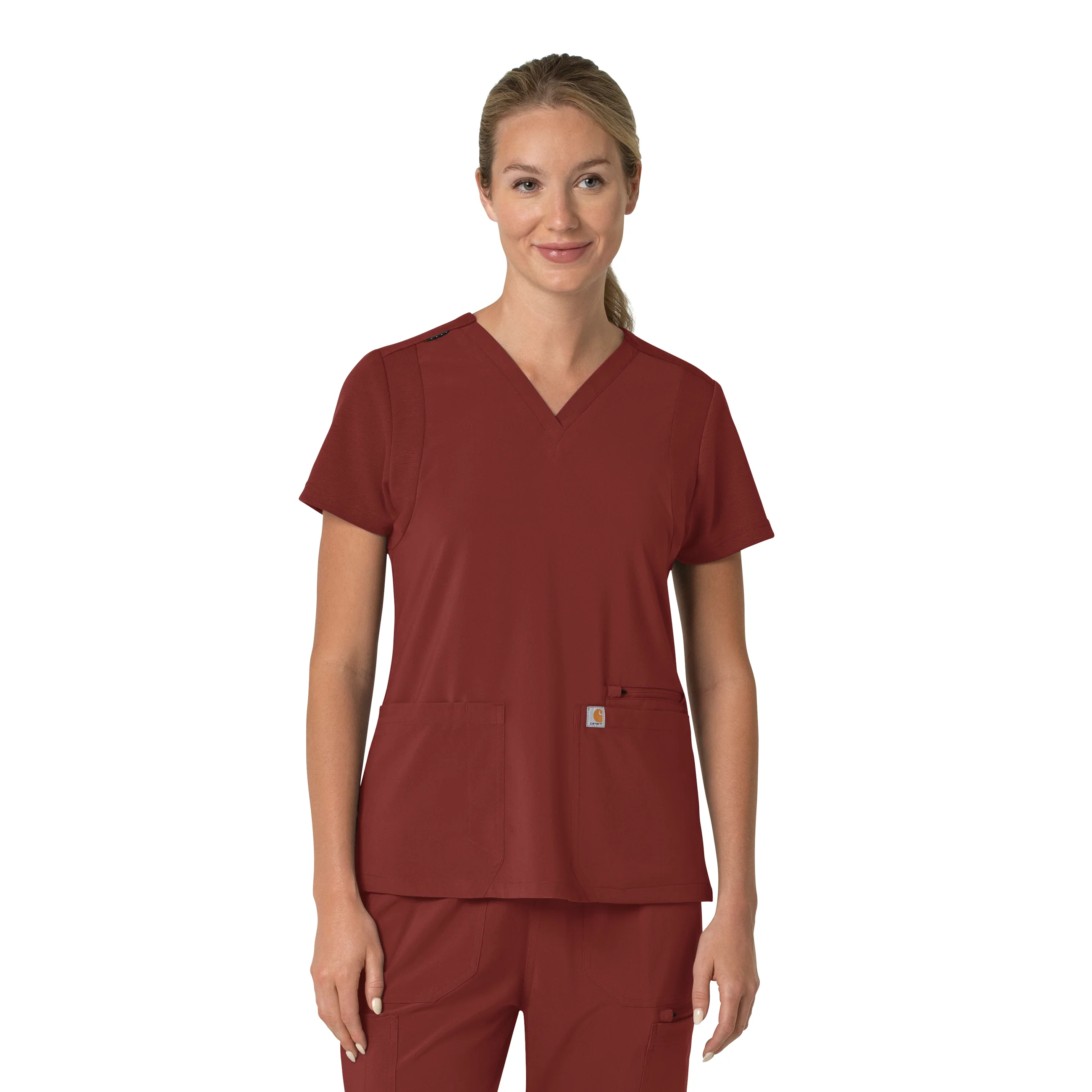 Carhartt Force Cross-Flex Women's Flex Panel V-Neck Scrub Top - Amber Terrain