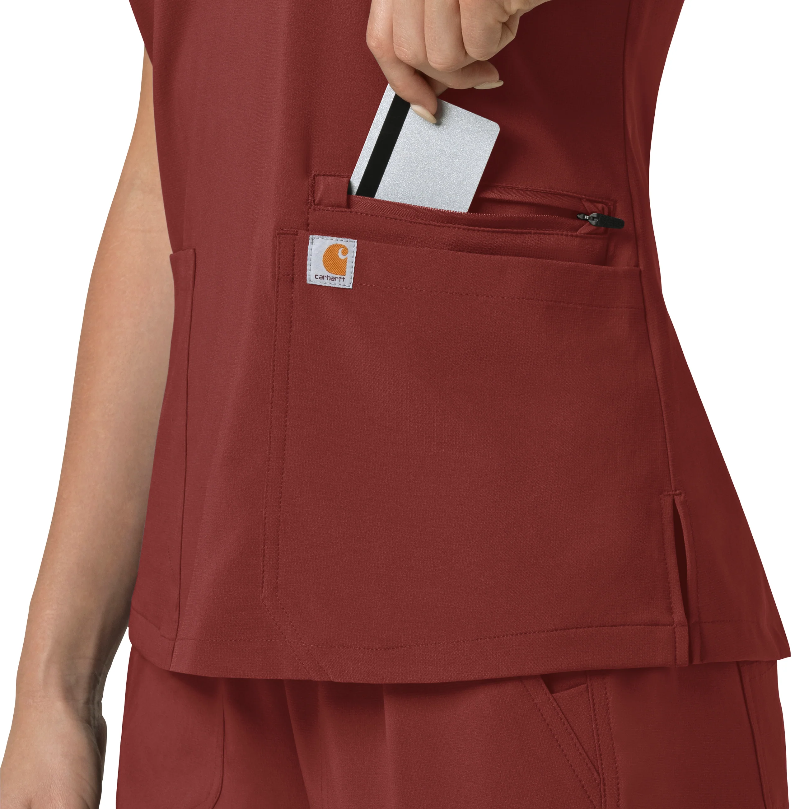 Carhartt Force Cross-Flex Women's Flex Panel V-Neck Scrub Top - Amber Terrain - Image 8
