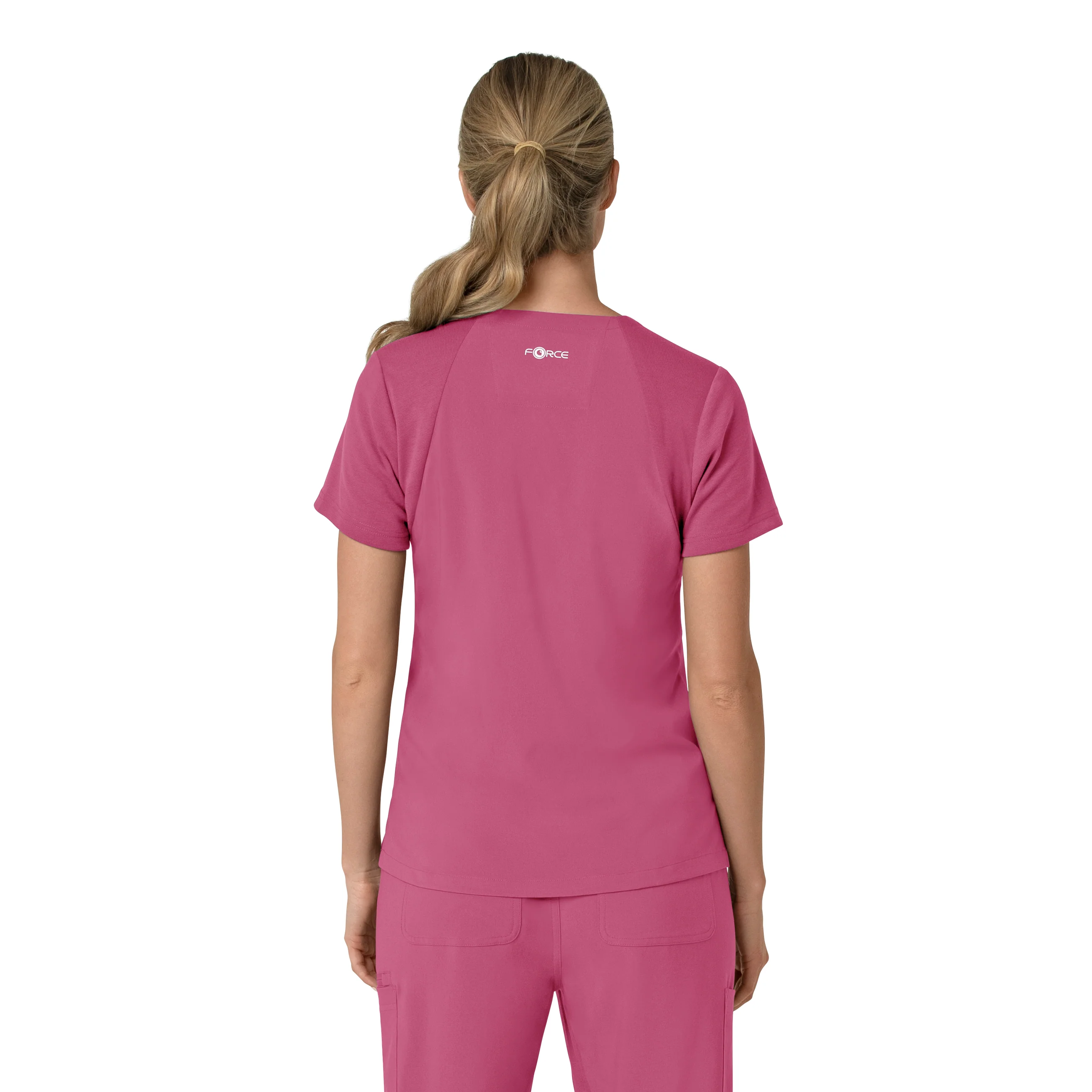 Carhartt Force Cross-Flex Women's Flex Panel V-Neck Scrub Top - Electric Fuschia - Image 2