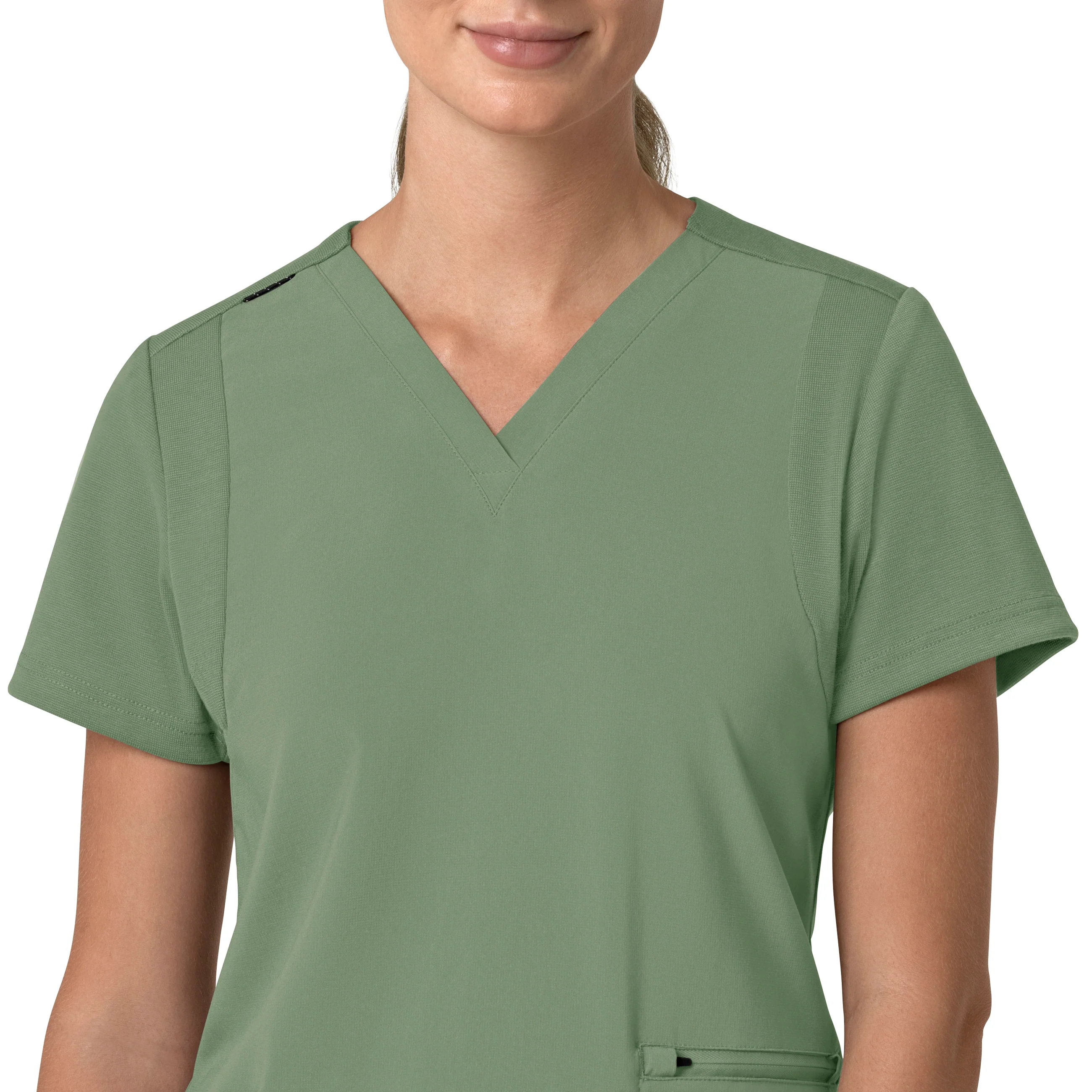 Carhartt Force Cross-Flex Women's Flex Panel V-Neck Scrub Top - Green Slate - Image 5