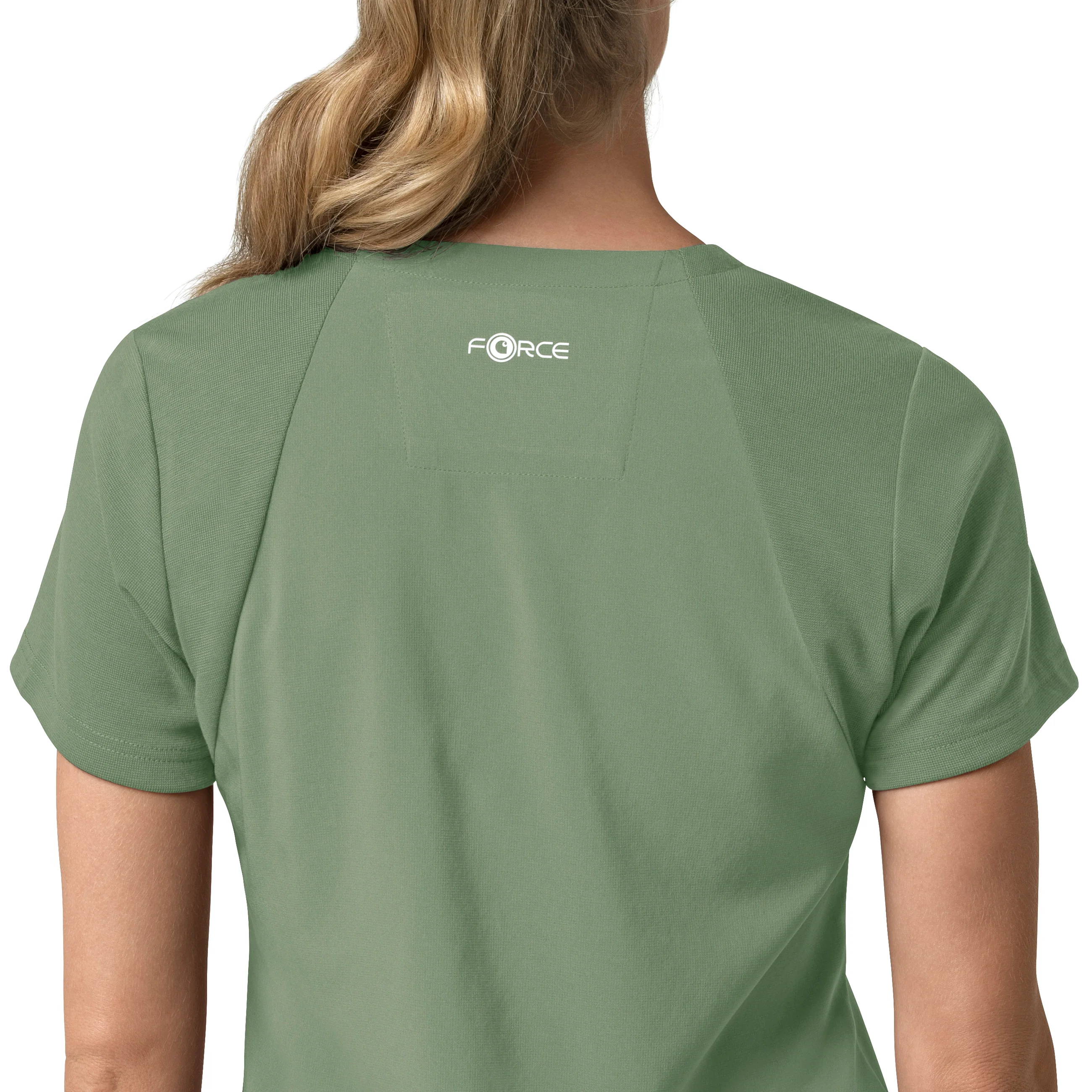 Carhartt Force Cross-Flex Women's Flex Panel V-Neck Scrub Top - Green Slate - Image 7
