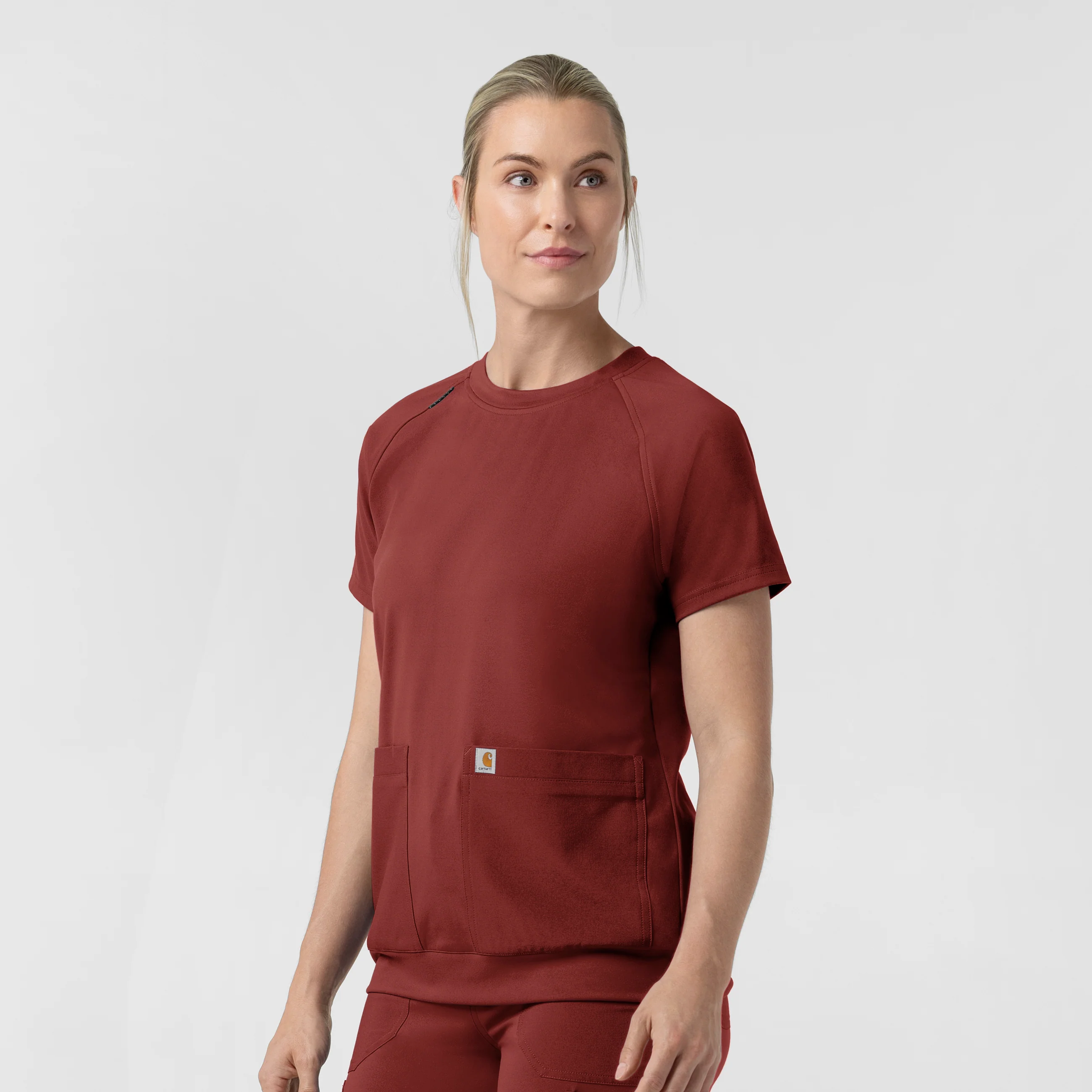 Carhartt Force Cross-Flex Knit Women's Crew Neck Scrub Top - Amber Terrain - Image 4