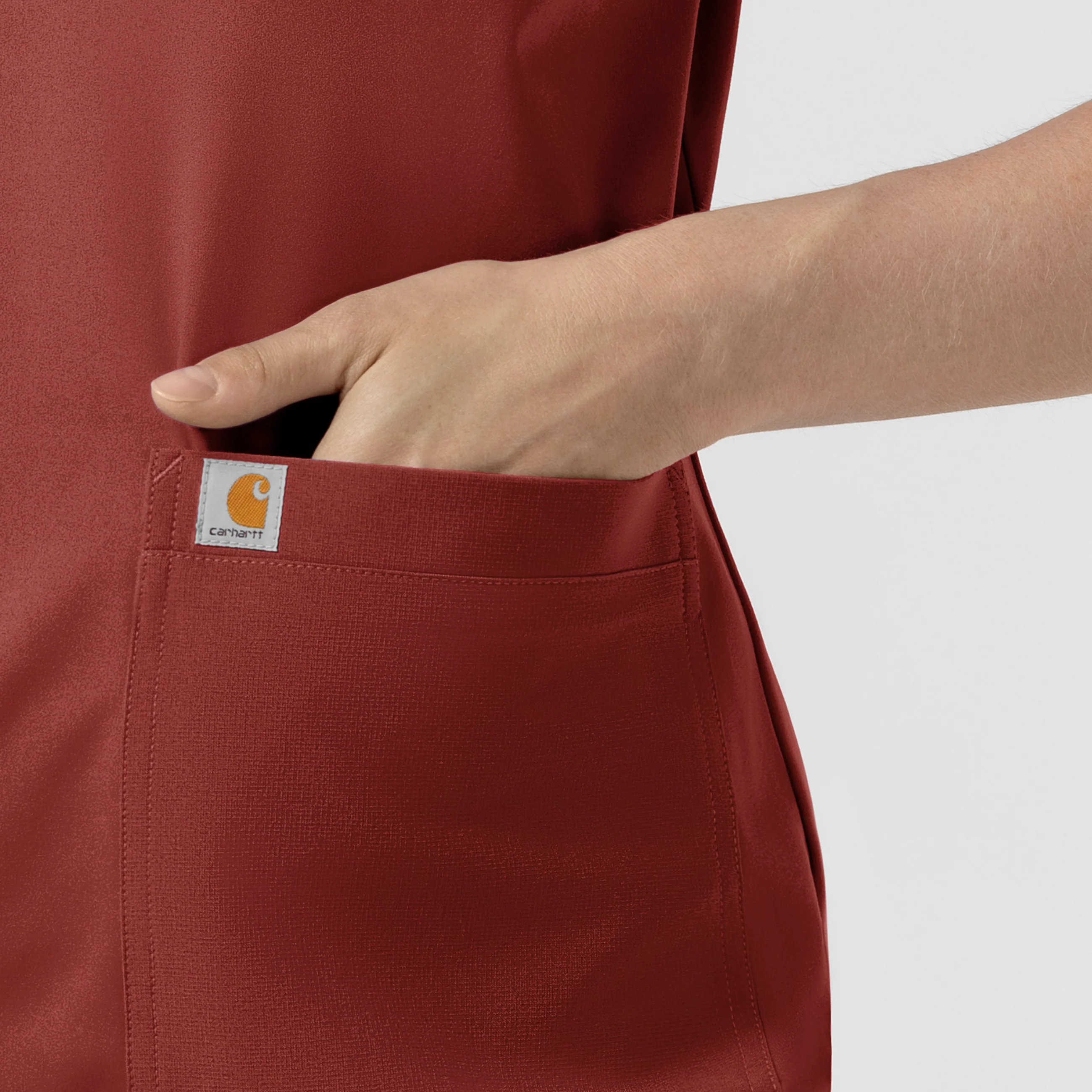 Carhartt Force Cross-Flex Knit Women's Crew Neck Scrub Top - Amber Terrain - Image 5