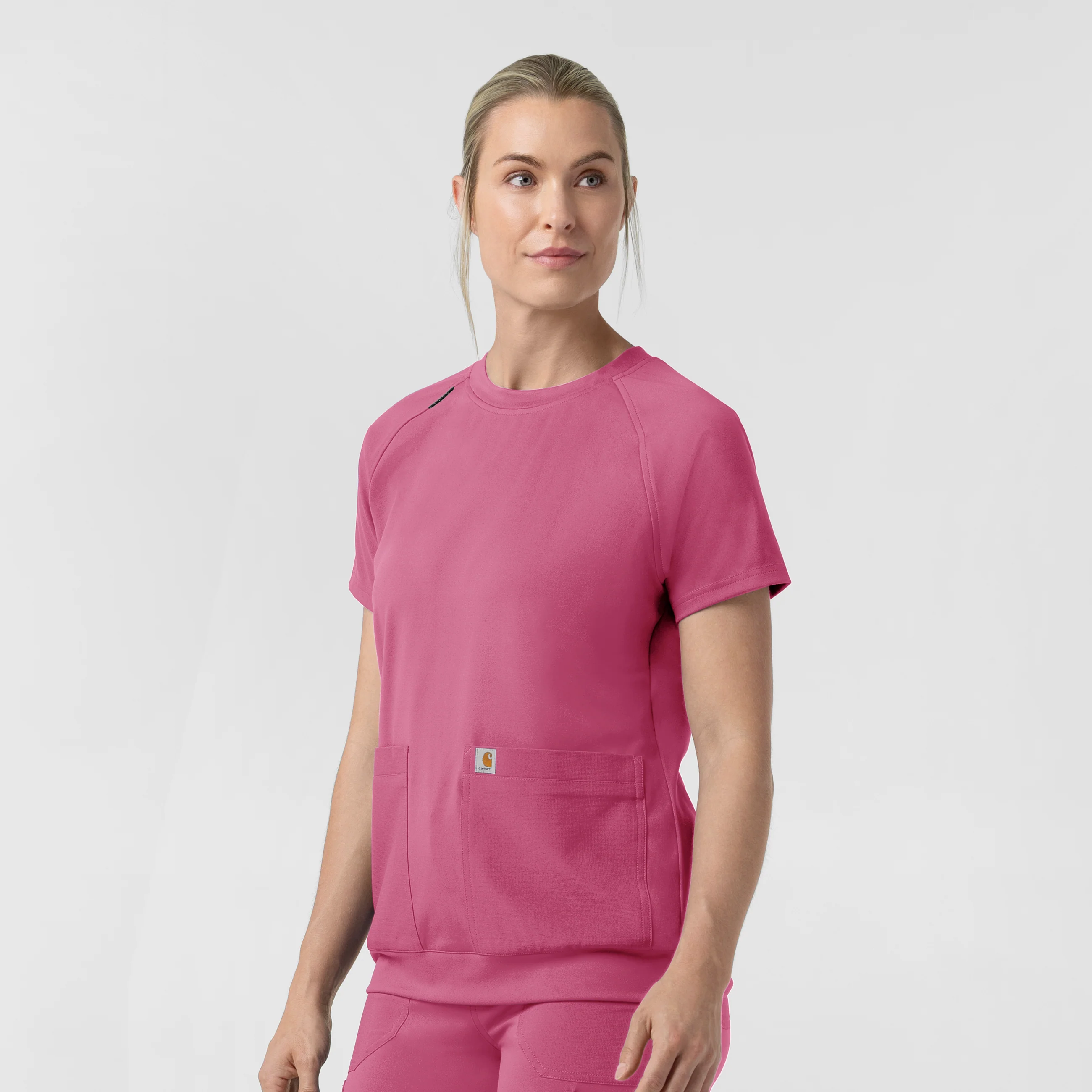 Carhartt Force Cross-Flex Knit Women's Crew Neck Scrub Top - Electric Fuschia - Image 4