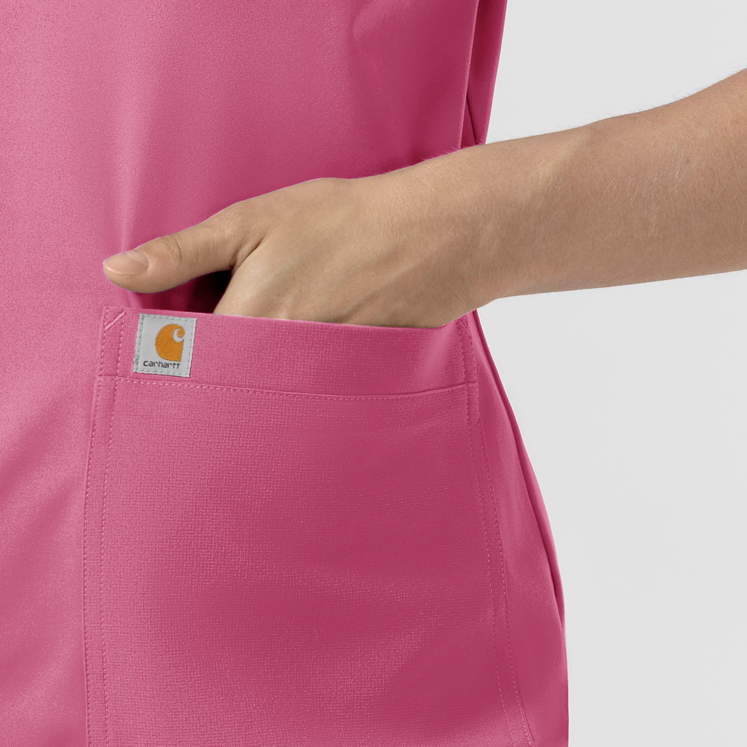 Carhartt Force Cross-Flex Knit Women's Crew Neck Scrub Top - Electric Fuschia - Image 5