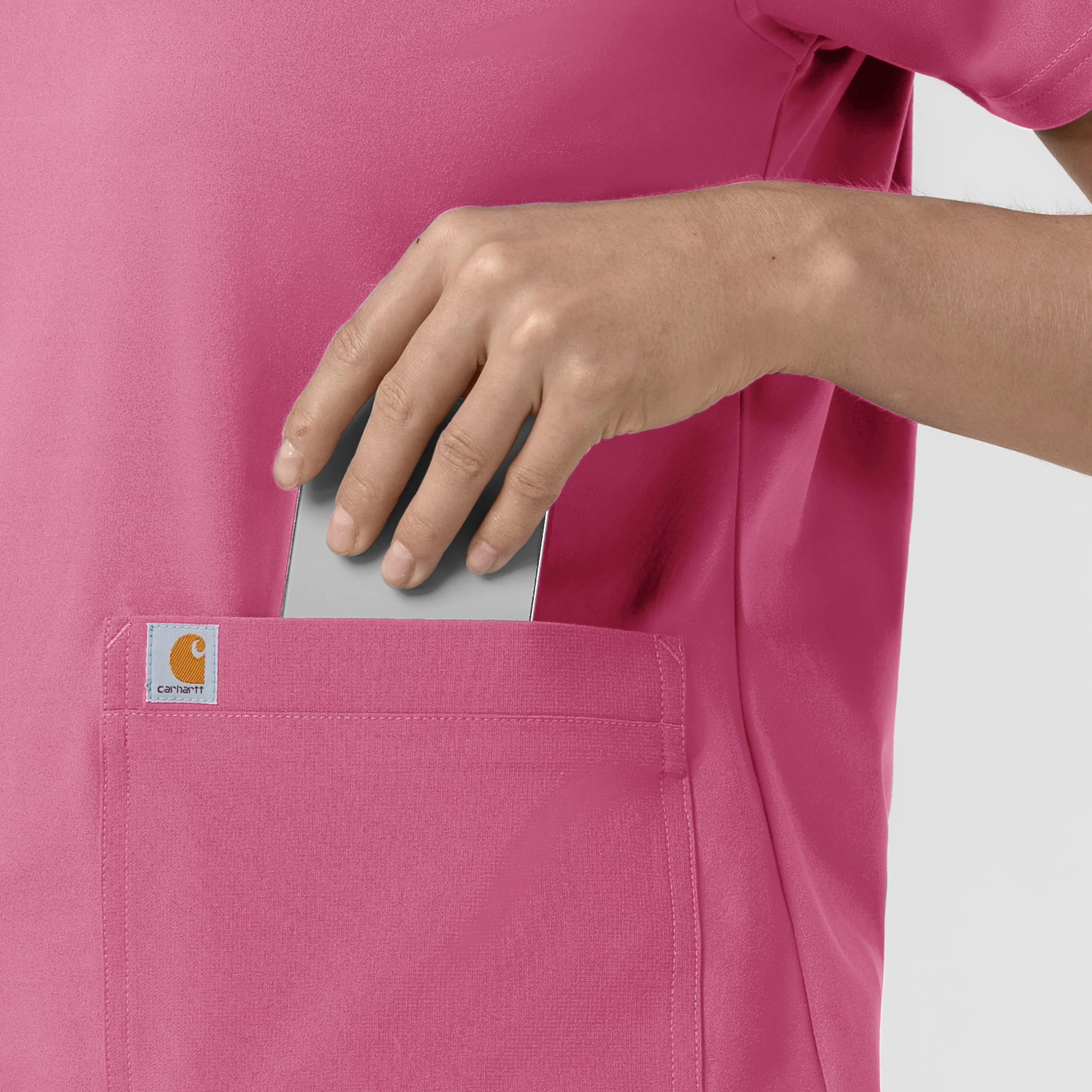 Carhartt Force Cross-Flex Knit Women's Crew Neck Scrub Top - Electric Fuschia - Image 7