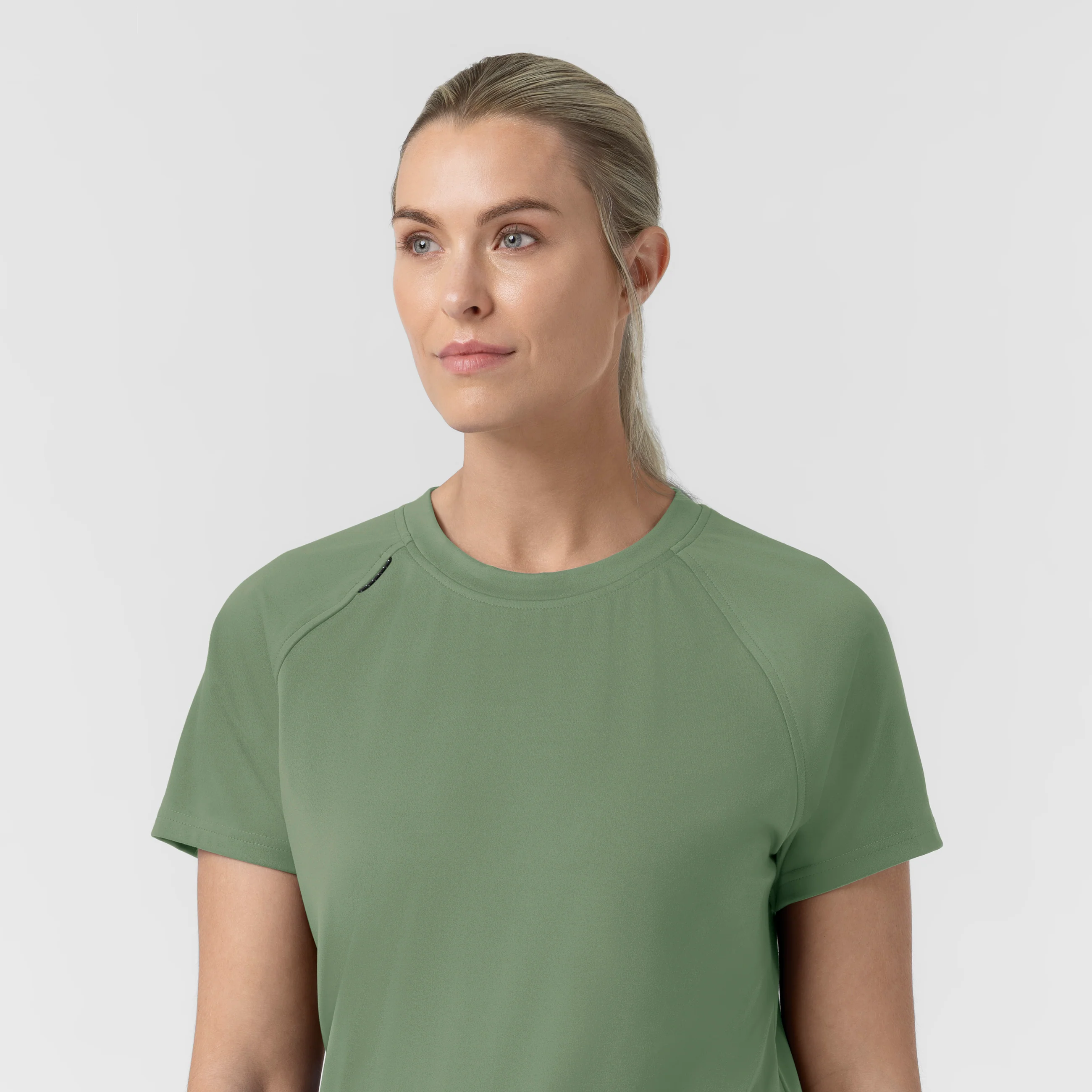 Carhartt Force Cross-Flex Knit Women's Crew Neck Scrub Top - Green Slate - Image 9