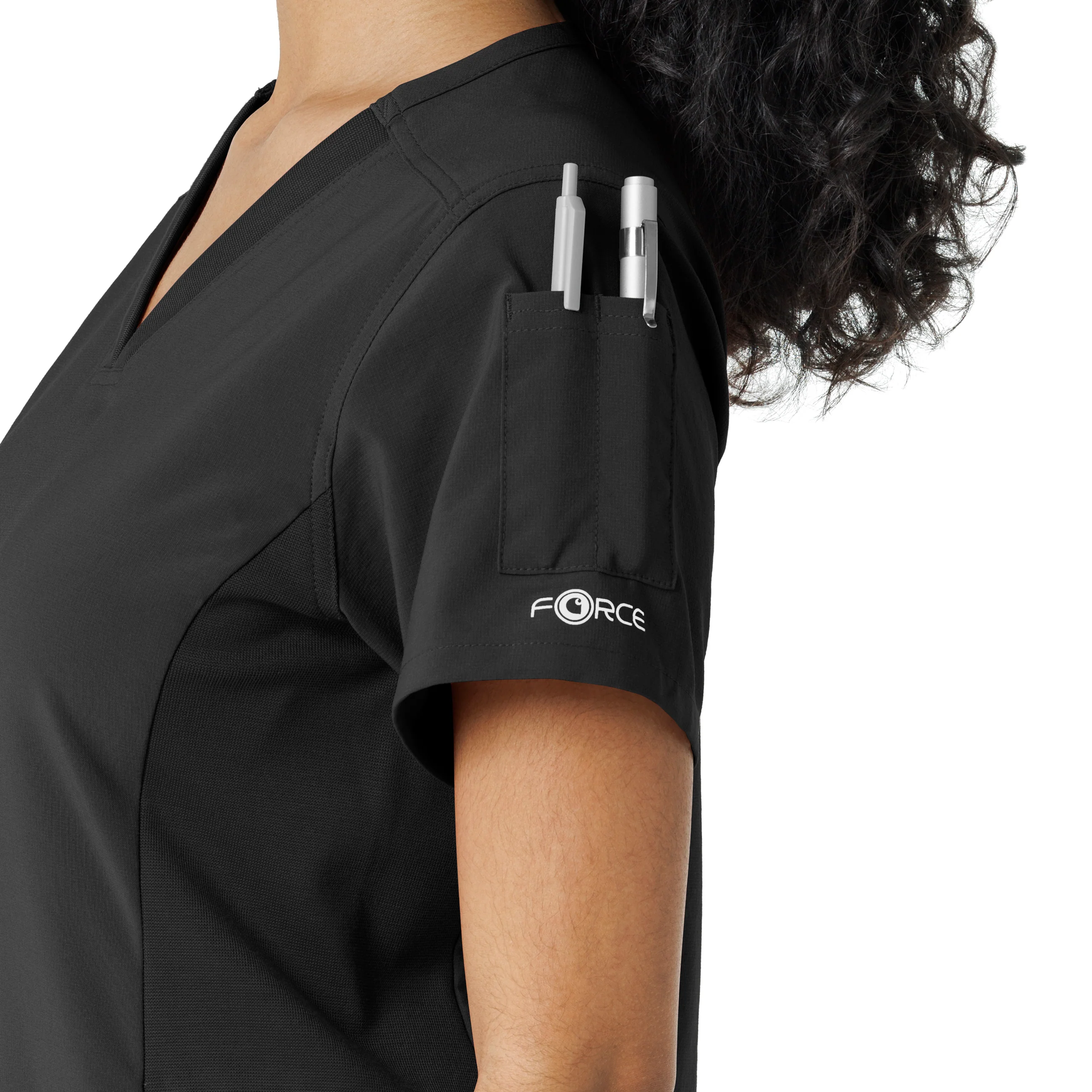 Carhartt Force Cross-Flex Women's Knit Panel Scrub Top - Black - Image 7