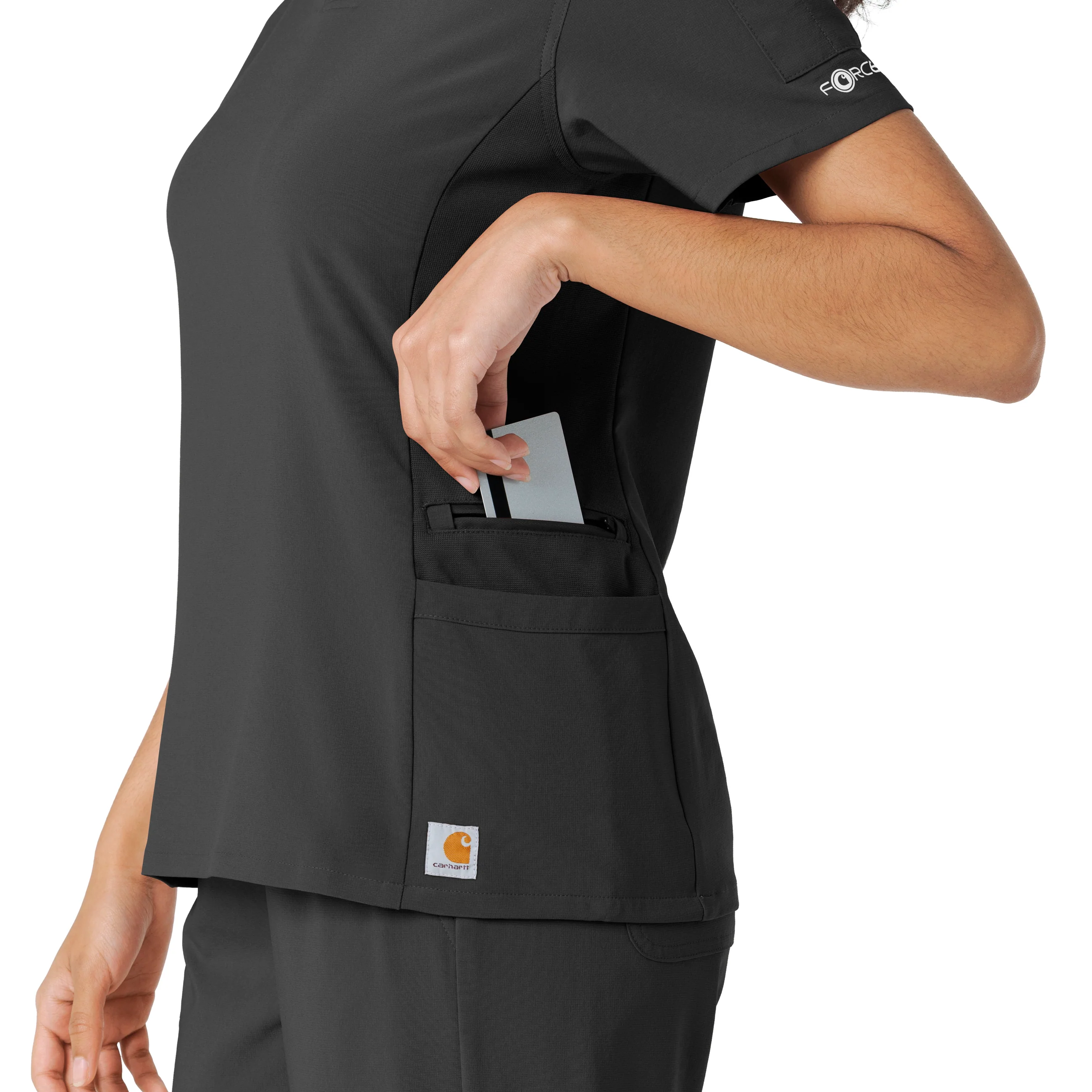 Carhartt Force Cross-Flex Women's Knit Panel Scrub Top - Black - Image 8