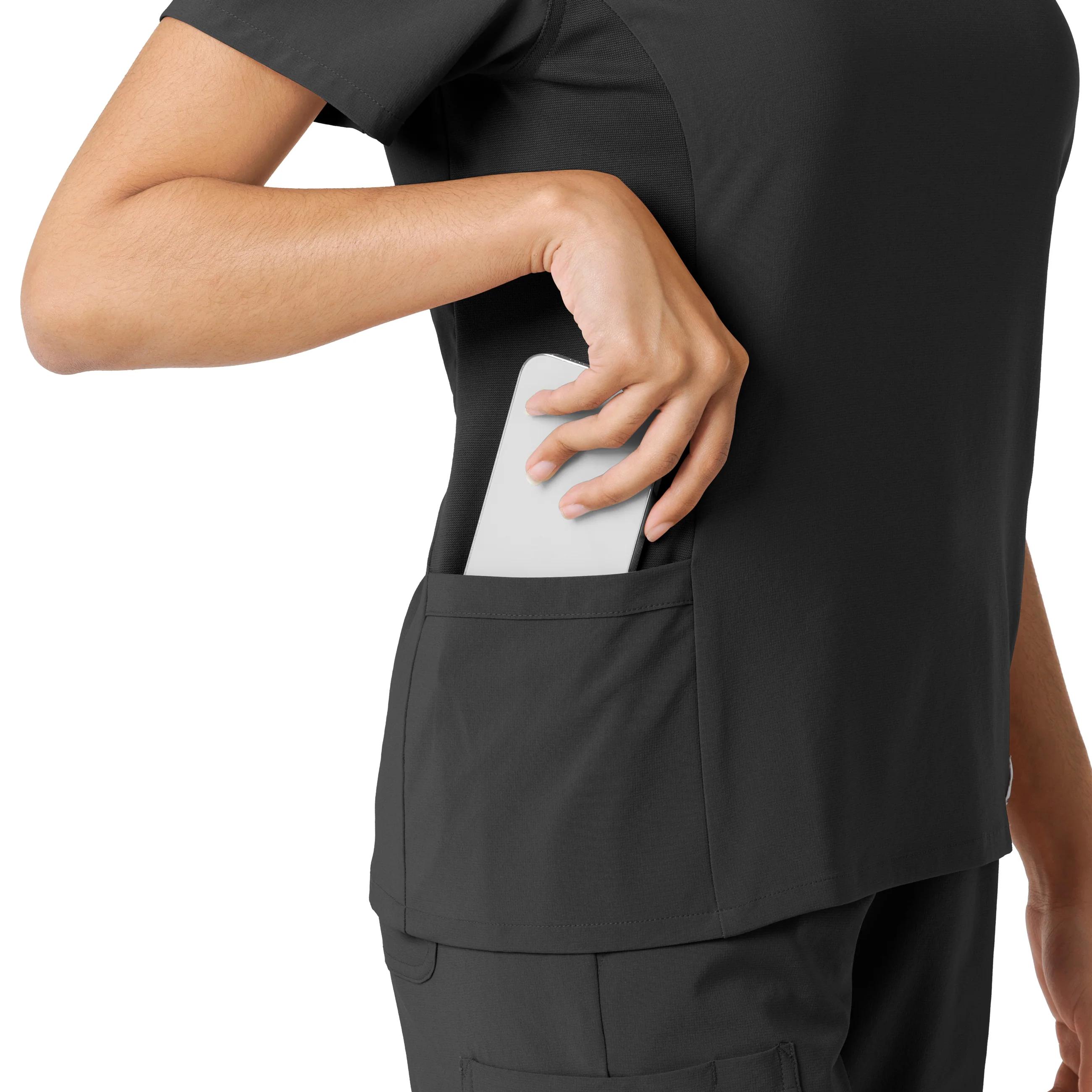 Carhartt Force Cross-Flex Women's Knit Panel Scrub Top - Black - Image 9