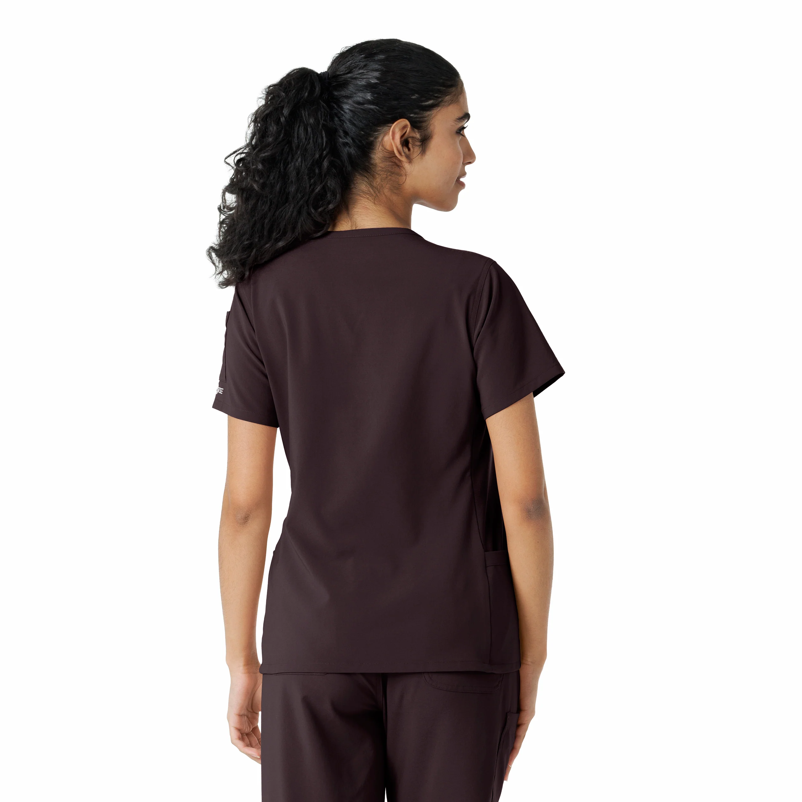 Carhartt Force Cross-Flex Women's Knit Panel Scrub Top - Dark Sepia - Image 2