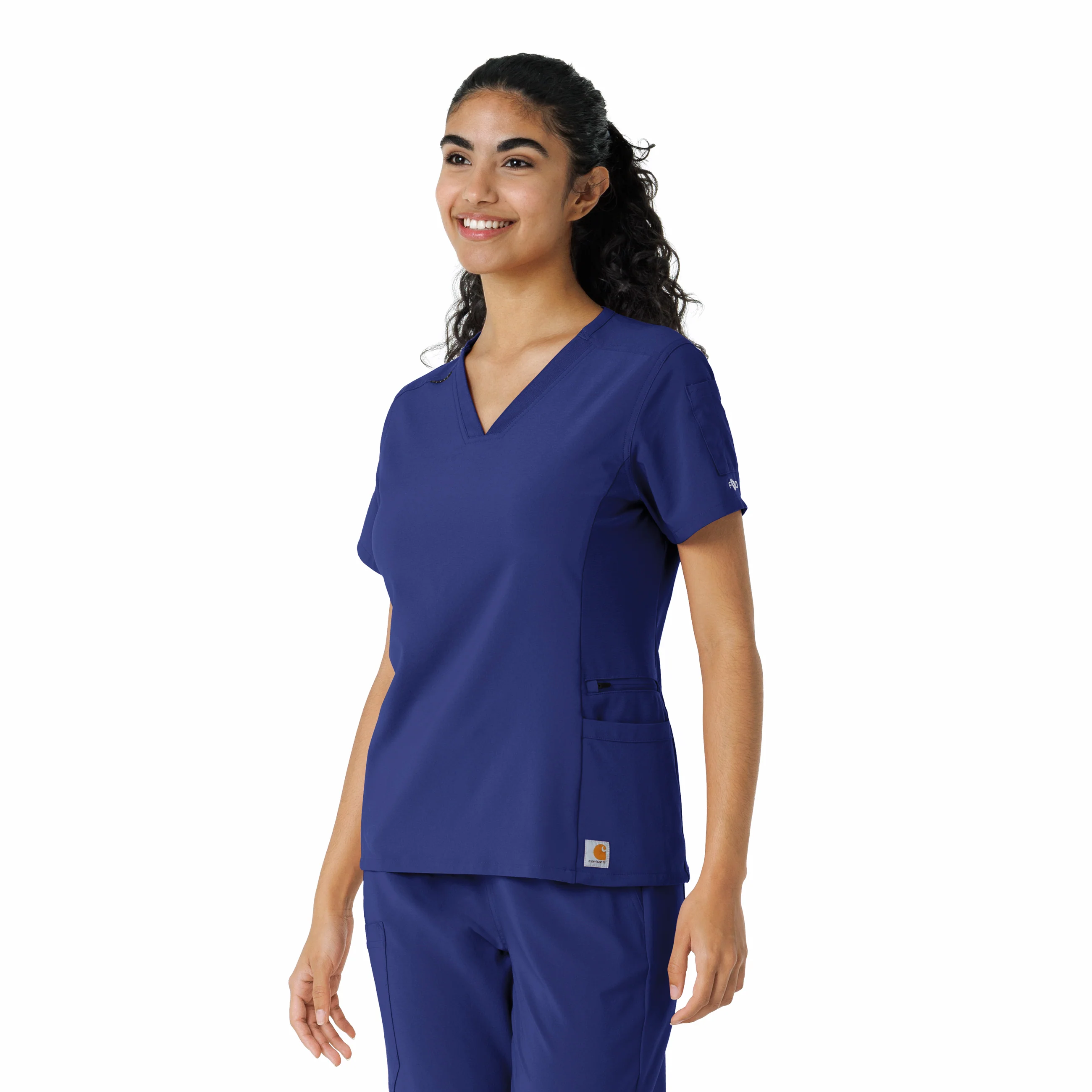 Carhartt Force Cross-Flex Women's Knit Panel Scrub Top - Galaxy Blue - Image 4