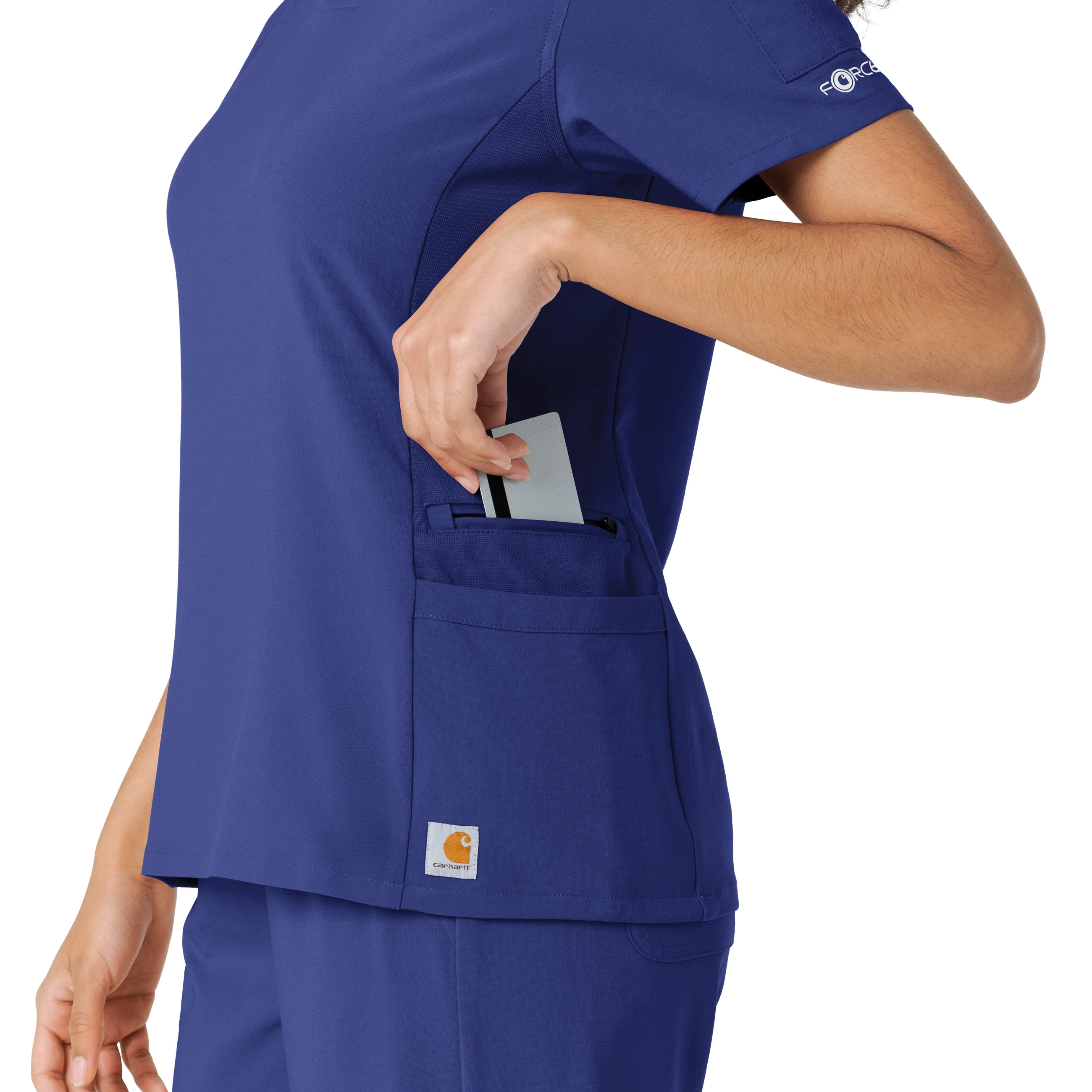 Carhartt Force Cross-Flex Women's Knit Panel Scrub Top - Galaxy Blue - Image 8