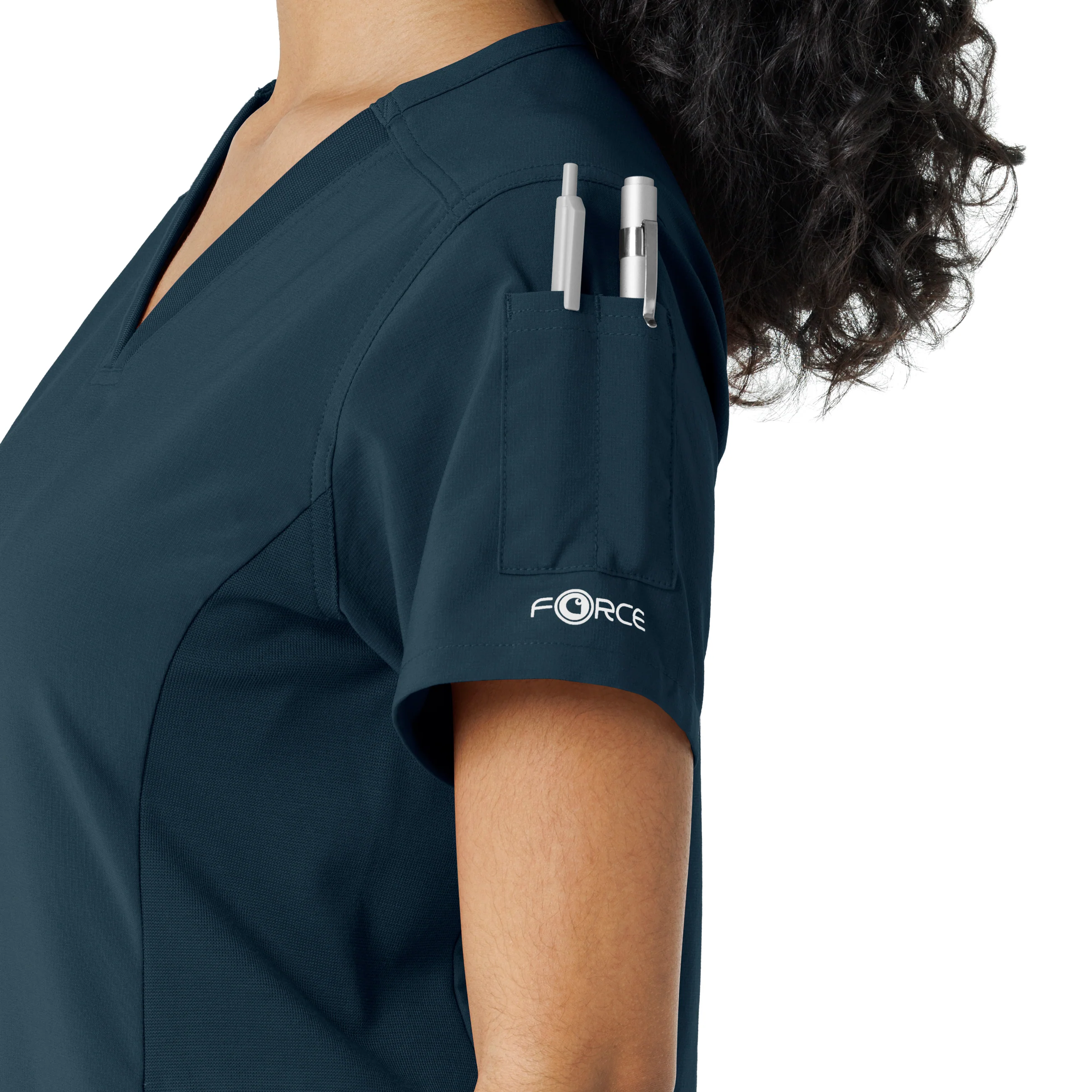 Carhartt Force Cross-Flex Women's Knit Panel Scrub Top - Deep Navy - Image 7