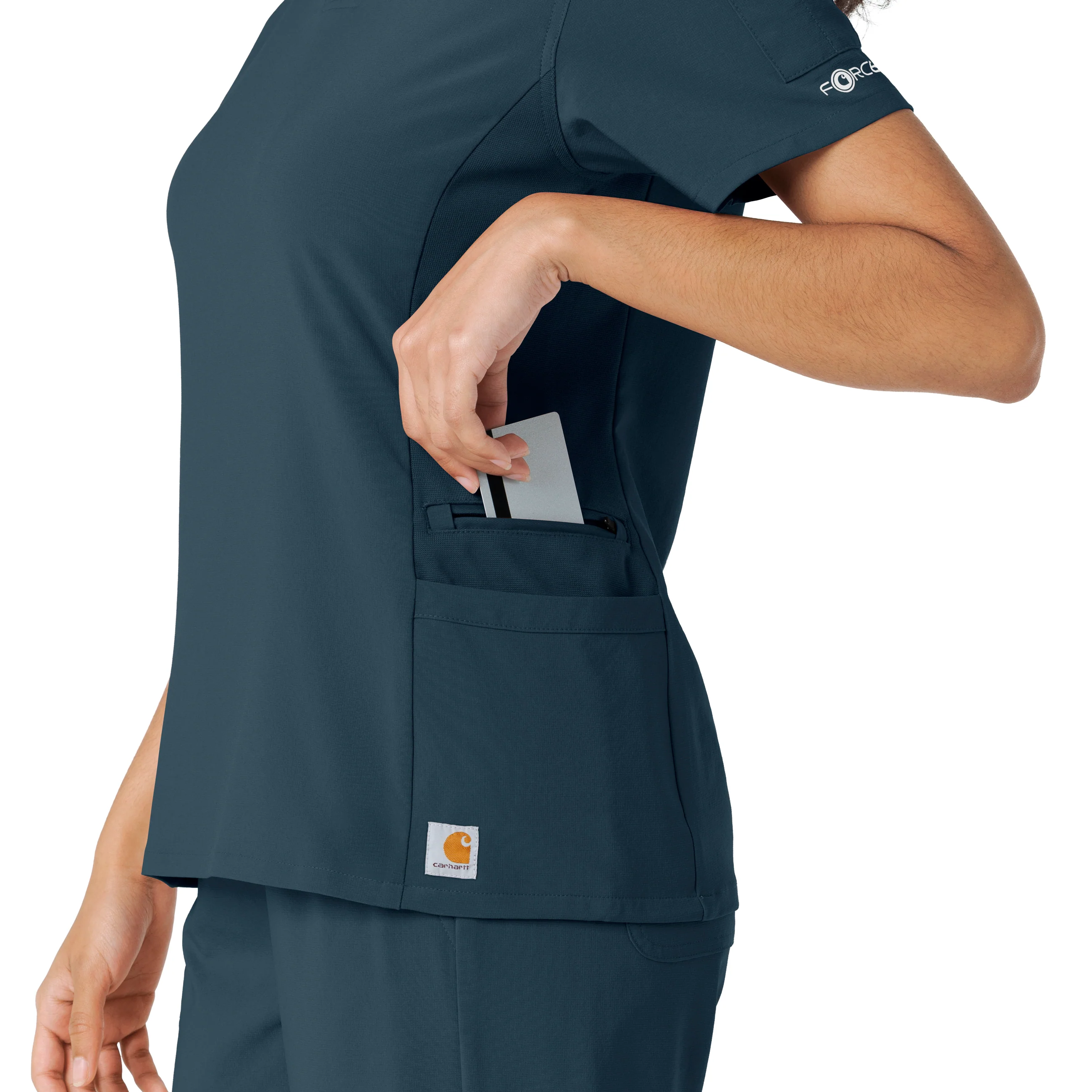 Carhartt Force Cross-Flex Women's Knit Panel Scrub Top - Deep Navy - Image 8