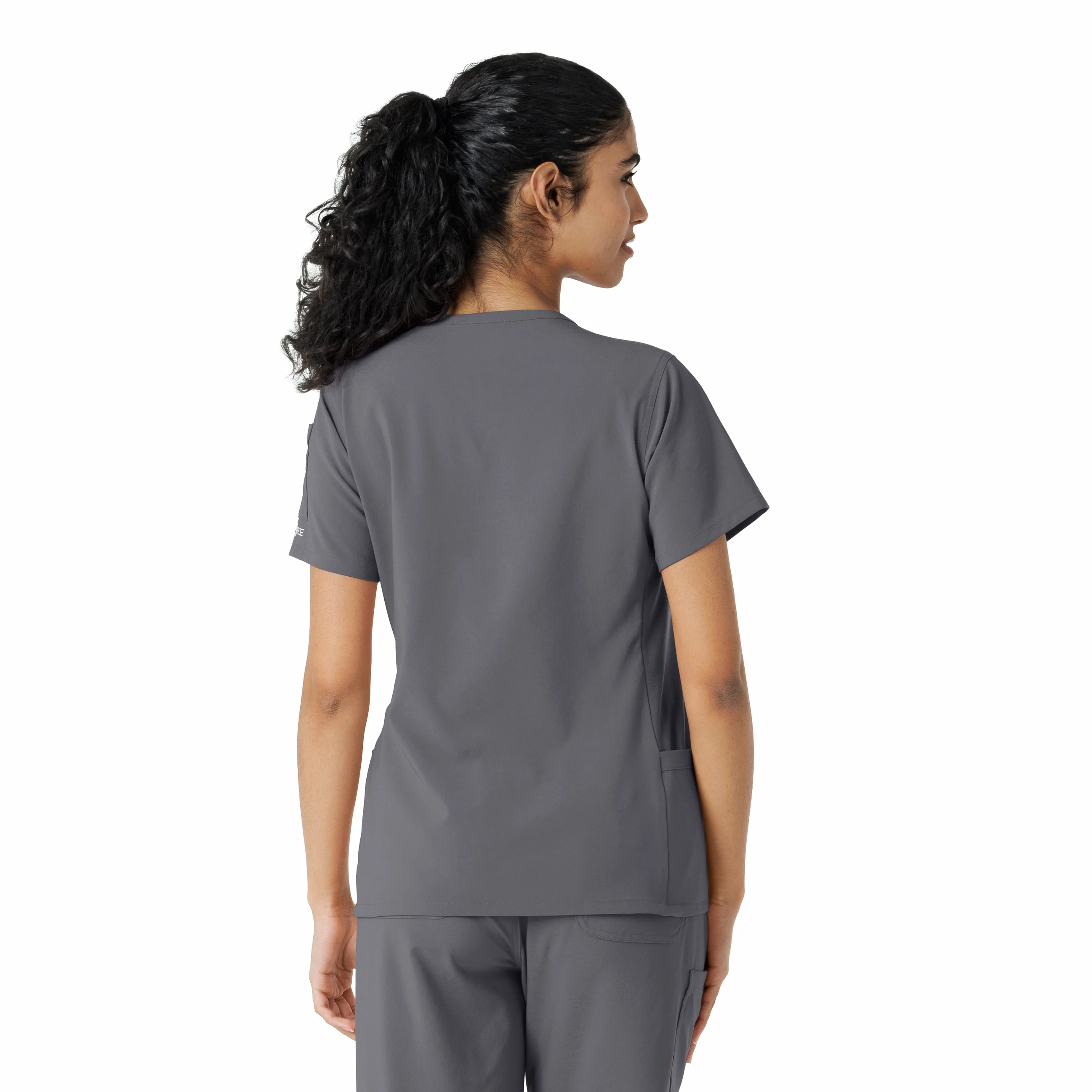 Carhartt Force Cross-Flex Women's Knit Panel Scrub Top - Pewter - Image 2