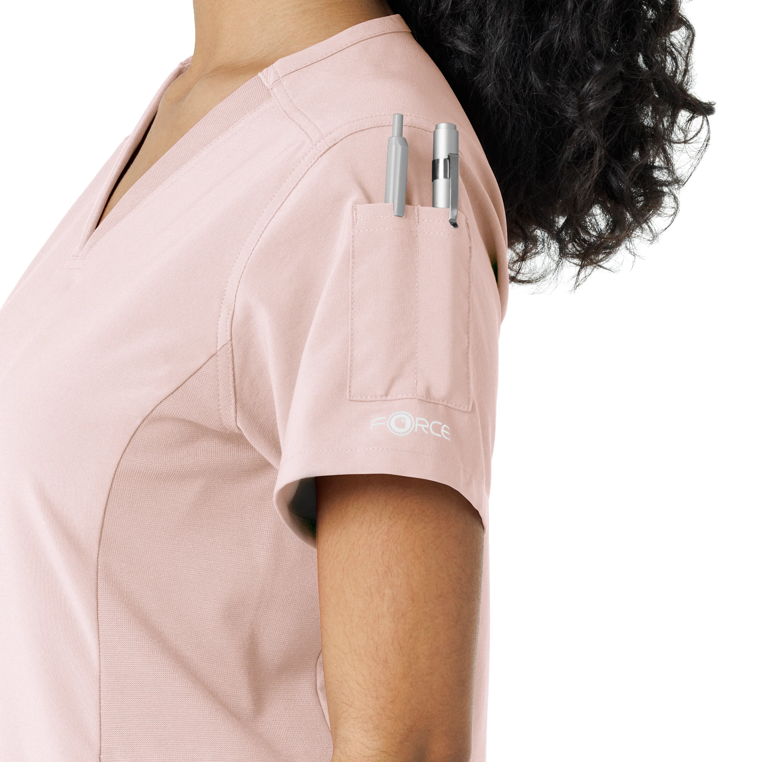 Carhartt Force Cross-Flex Women's Knit Panel Scrub Top - Soft Rose - Image 7